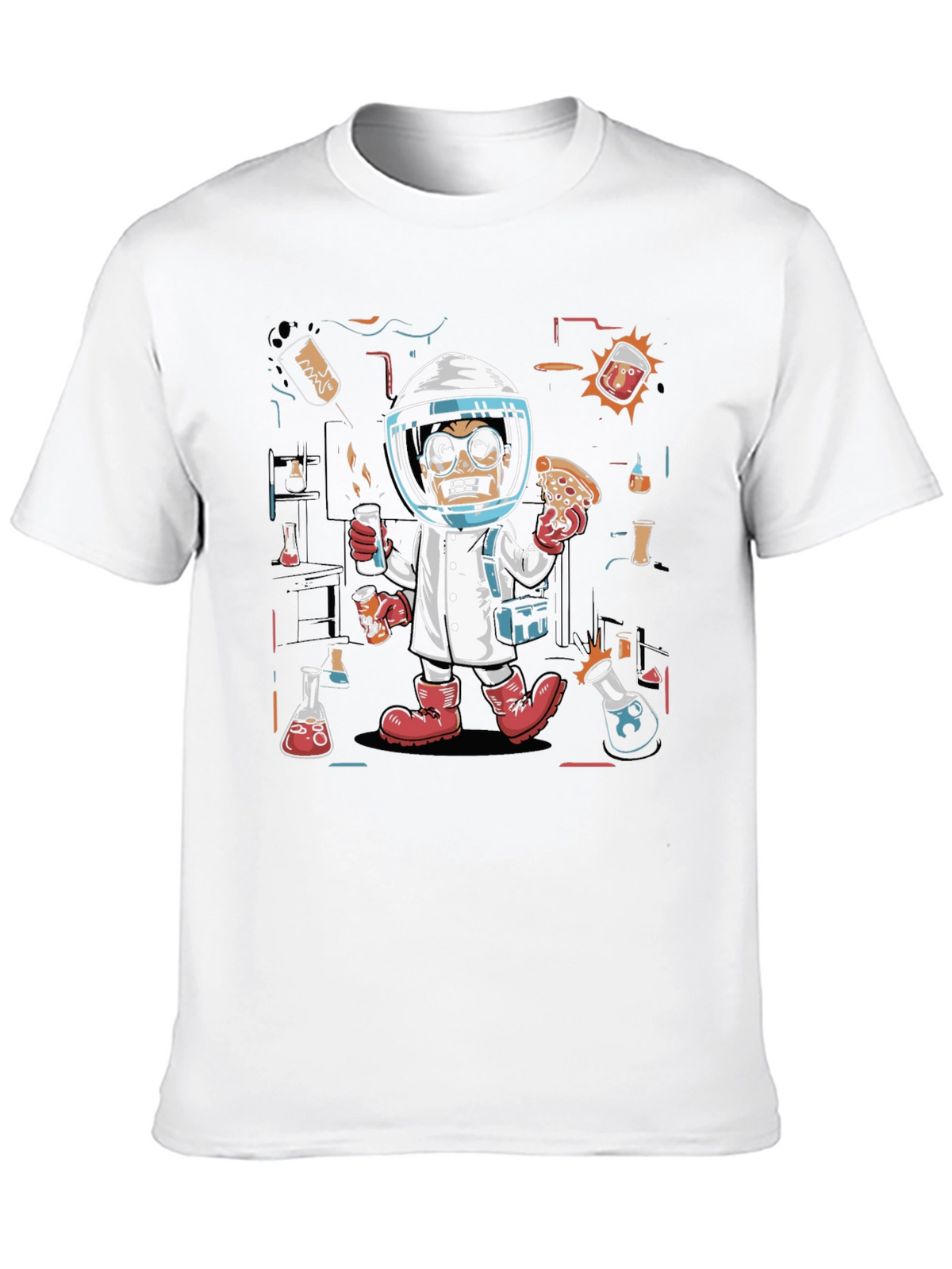 Mad Scientist Pizza T-Shirt - Novelty Tee