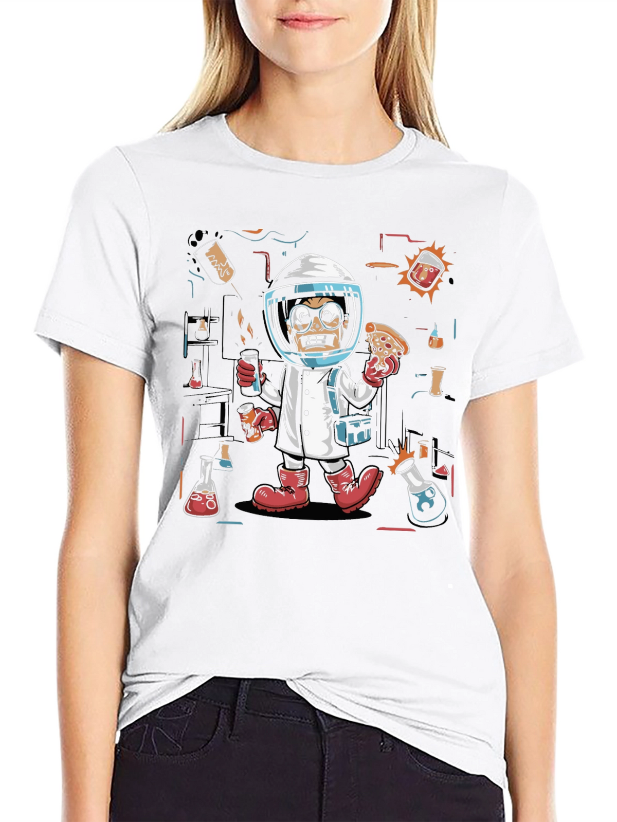Mad Scientist Pizza T-Shirt - Novelty Tee