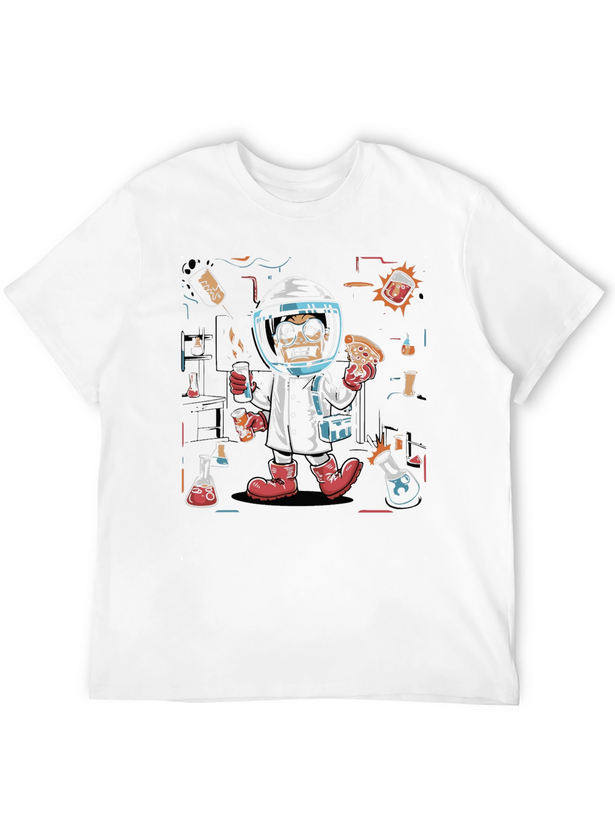 Mad Scientist Pizza T-Shirt - Novelty Tee