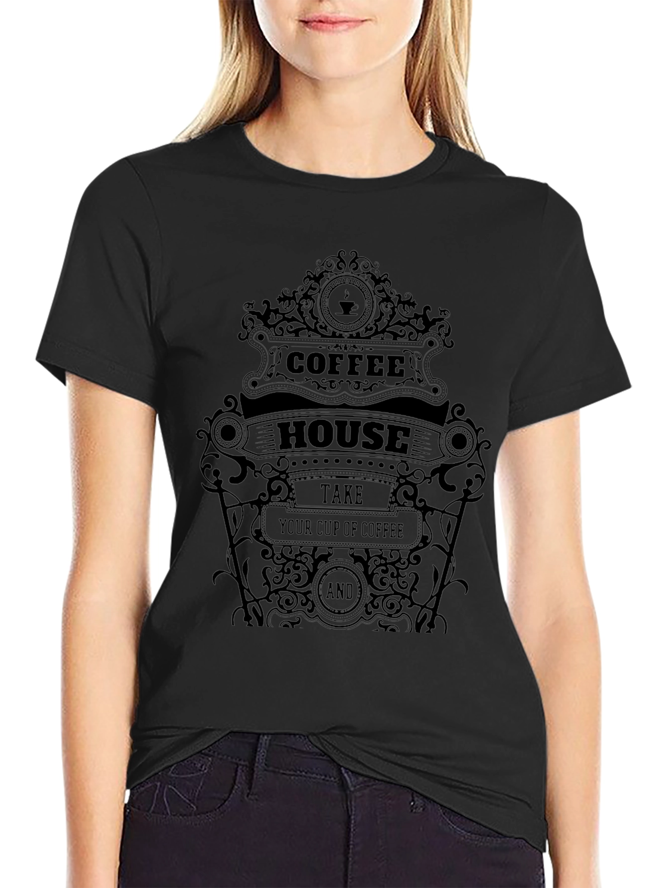 Coffee House Graphic Tee - Unisex Black T-Shirt