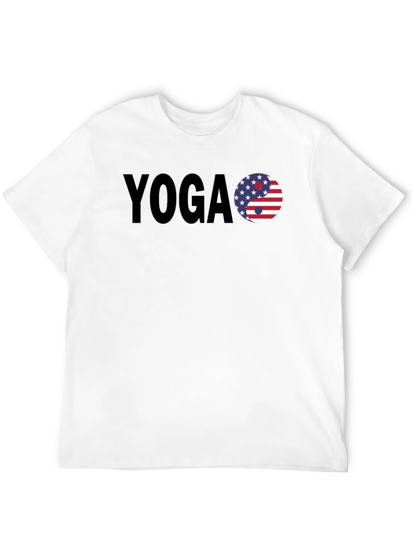 Yoga USA Flag Yin Yang Graphic Black T-Shirt