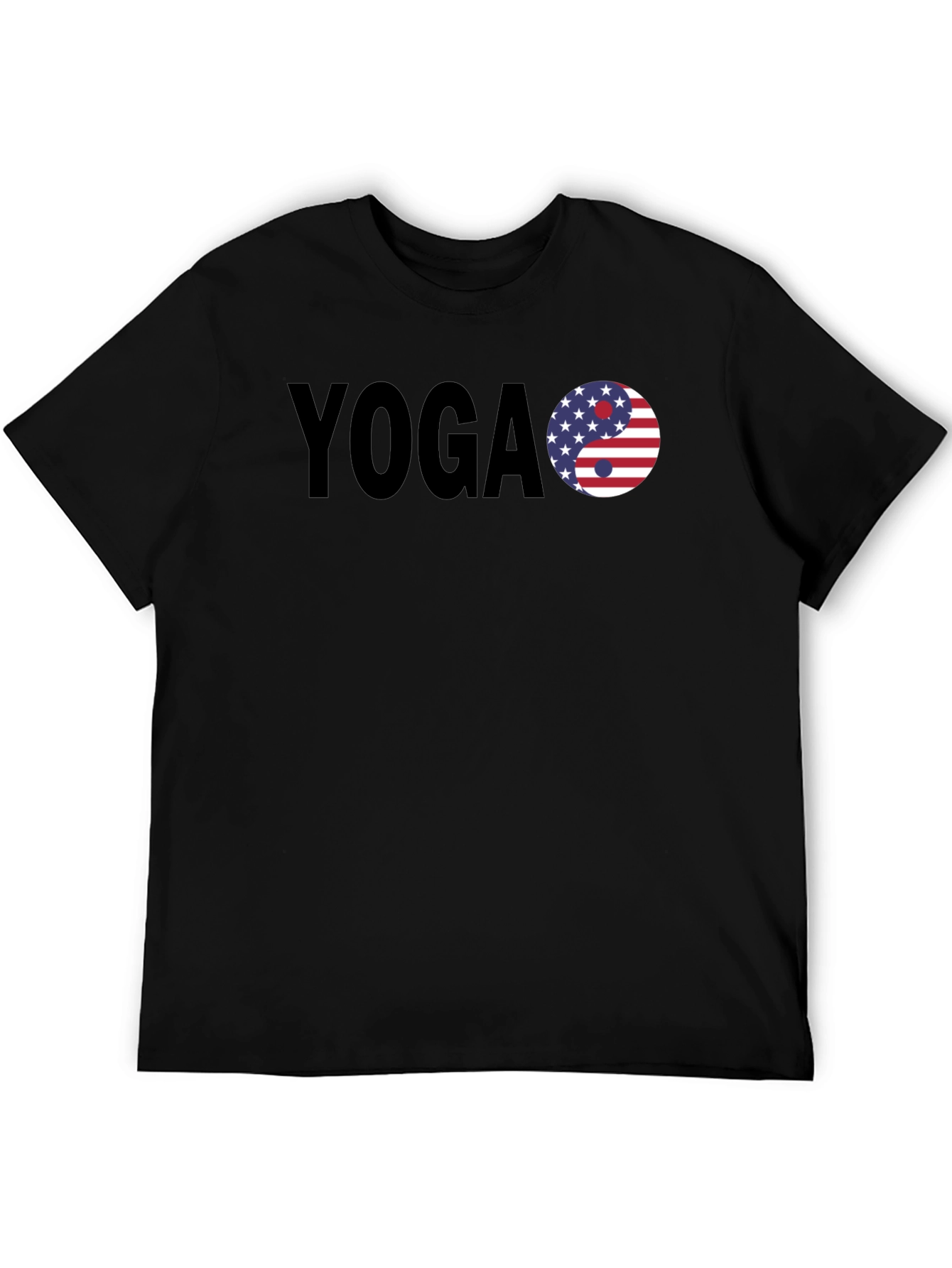 Yoga USA Flag Yin Yang Graphic Black T-Shirt