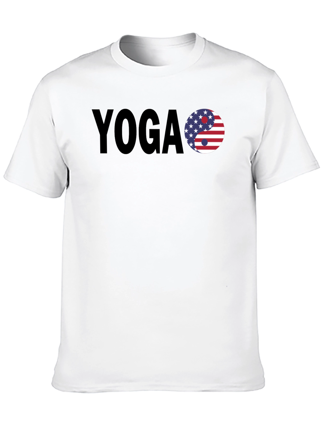 Yoga USA Flag Yin Yang Graphic Black T-Shirt