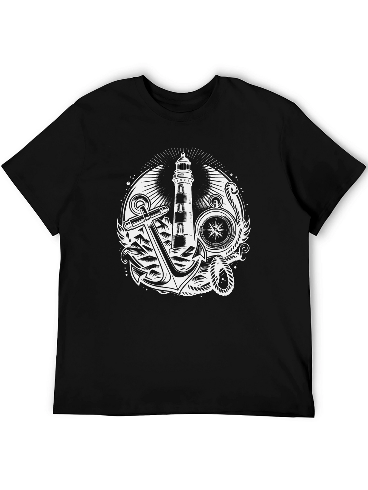 Nautical Lighthouse Anchor Graphic T-Shirt