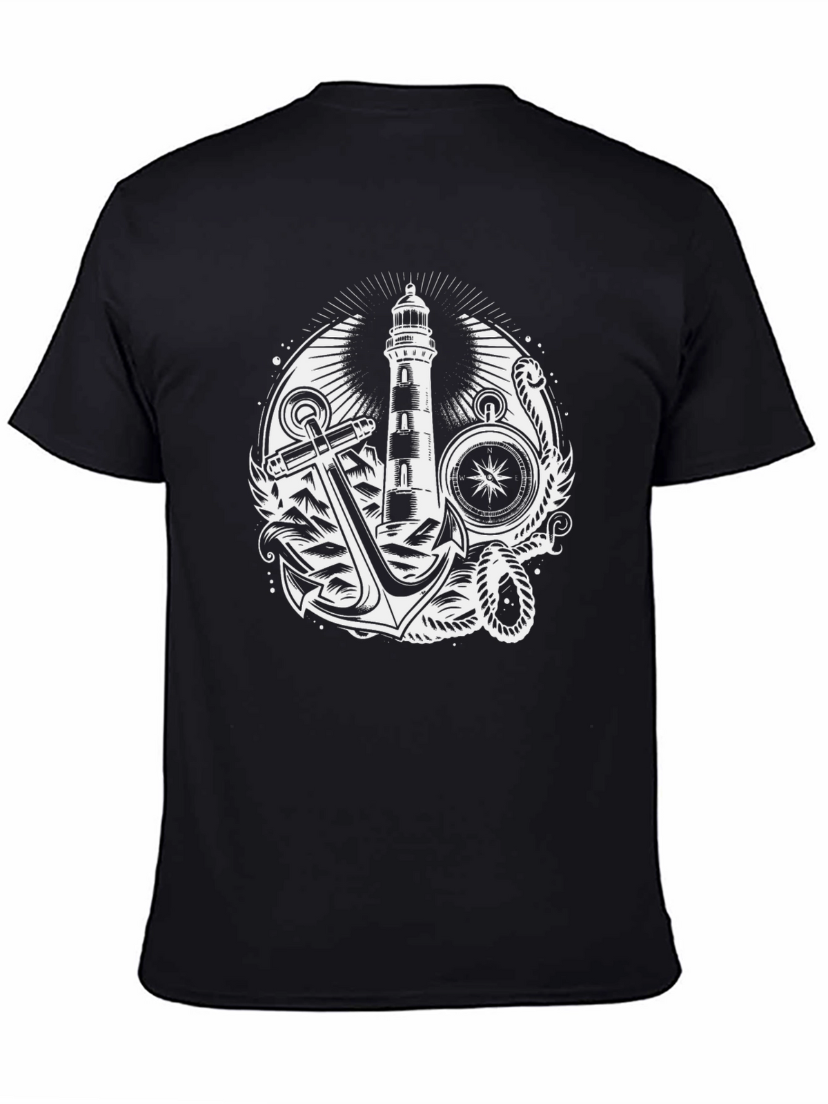 Nautical Lighthouse Anchor Graphic T-Shirt
