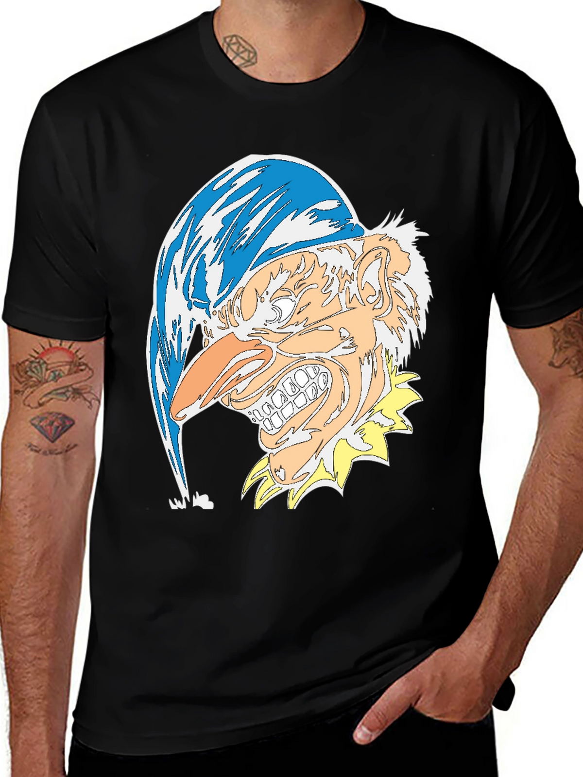 Mens Black T-Shirt with Jester Graphic