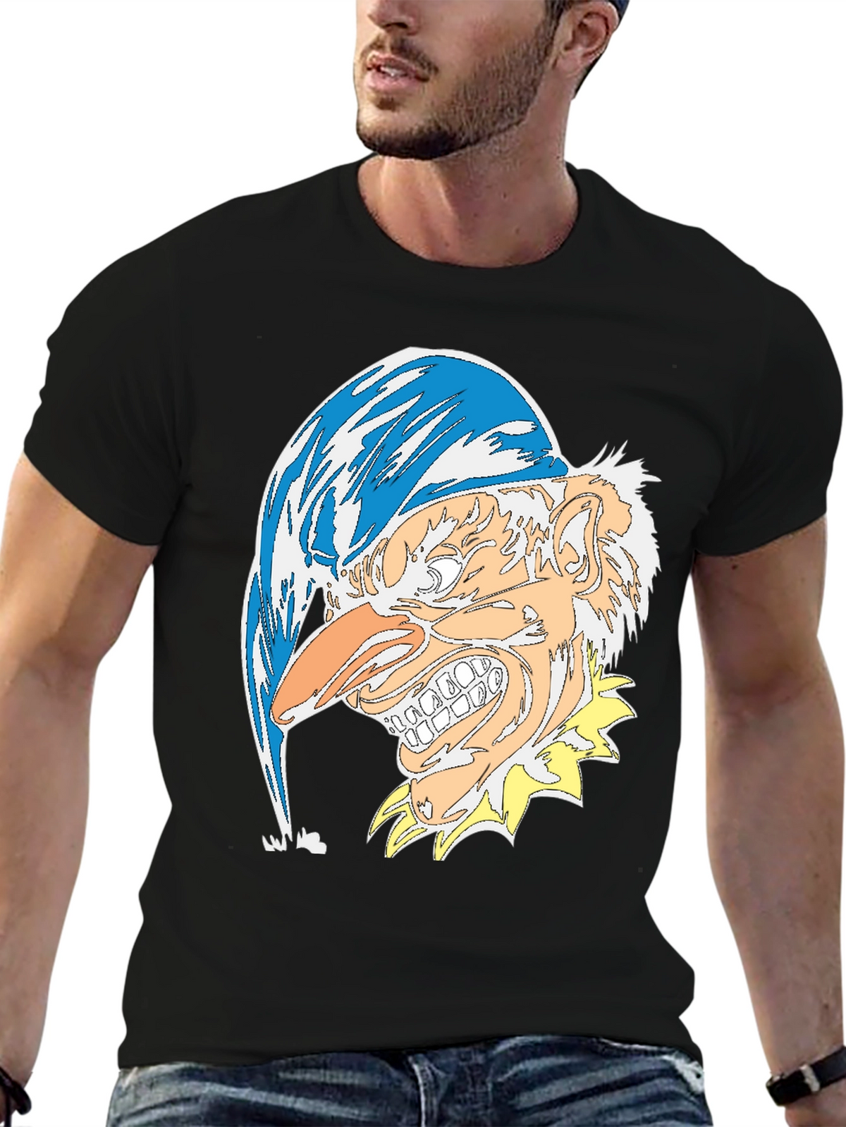 Mens Black T-Shirt with Jester Graphic