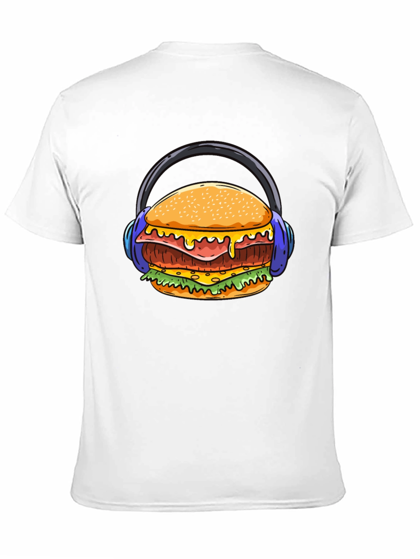 Burger with Headphones Graphic T-Shirt - Unique Design