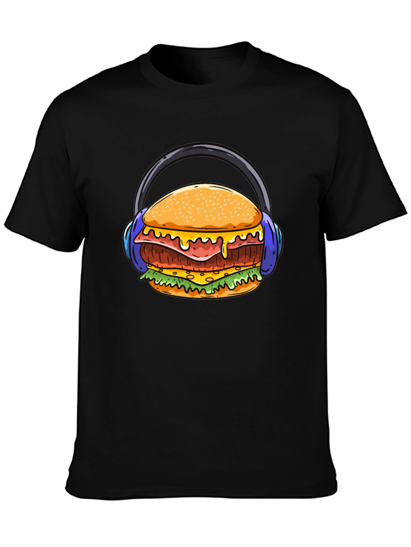 Burger with Headphones Graphic T-Shirt - Unique Design