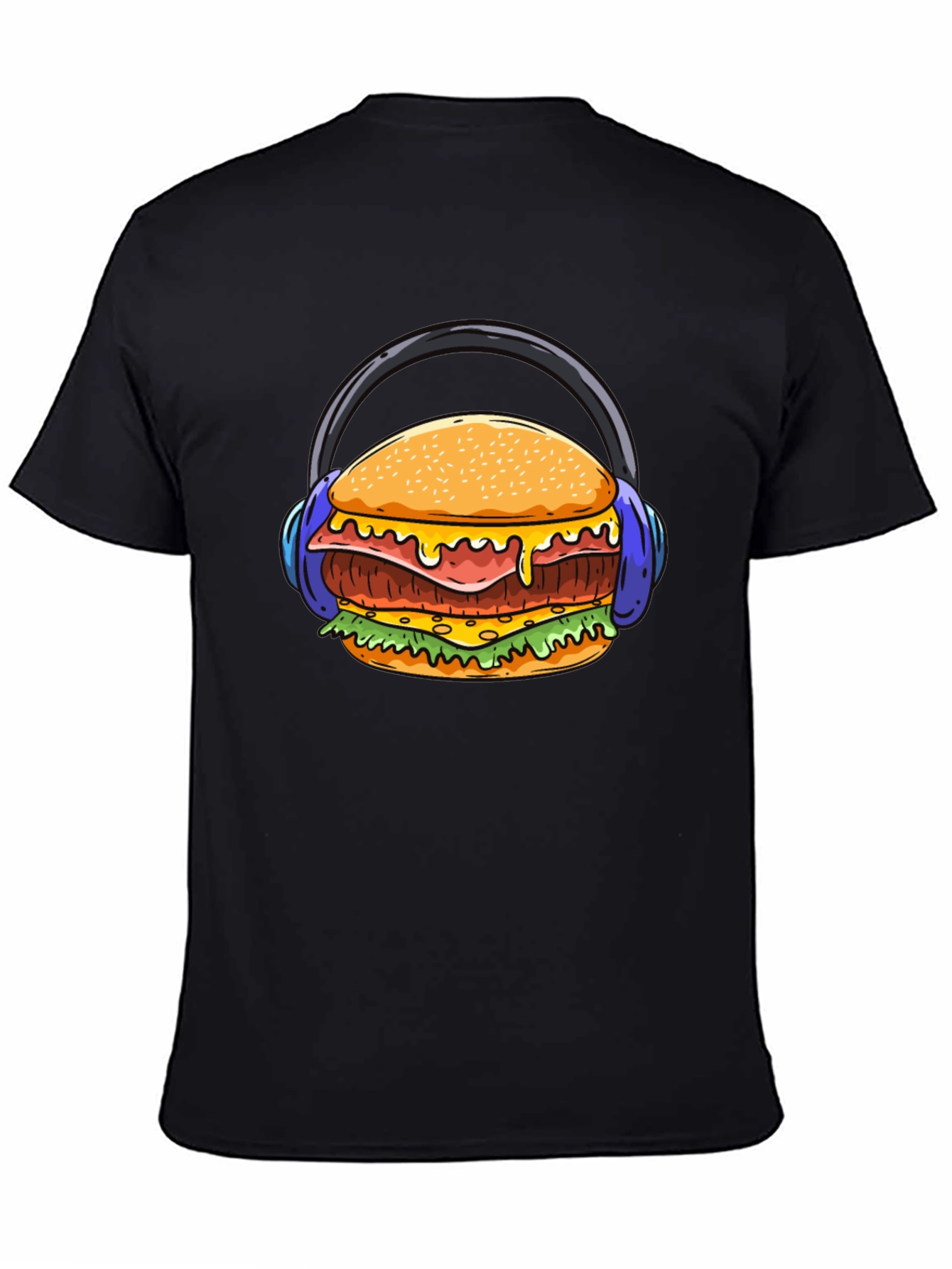 Burger with Headphones Graphic T-Shirt - Unique Design