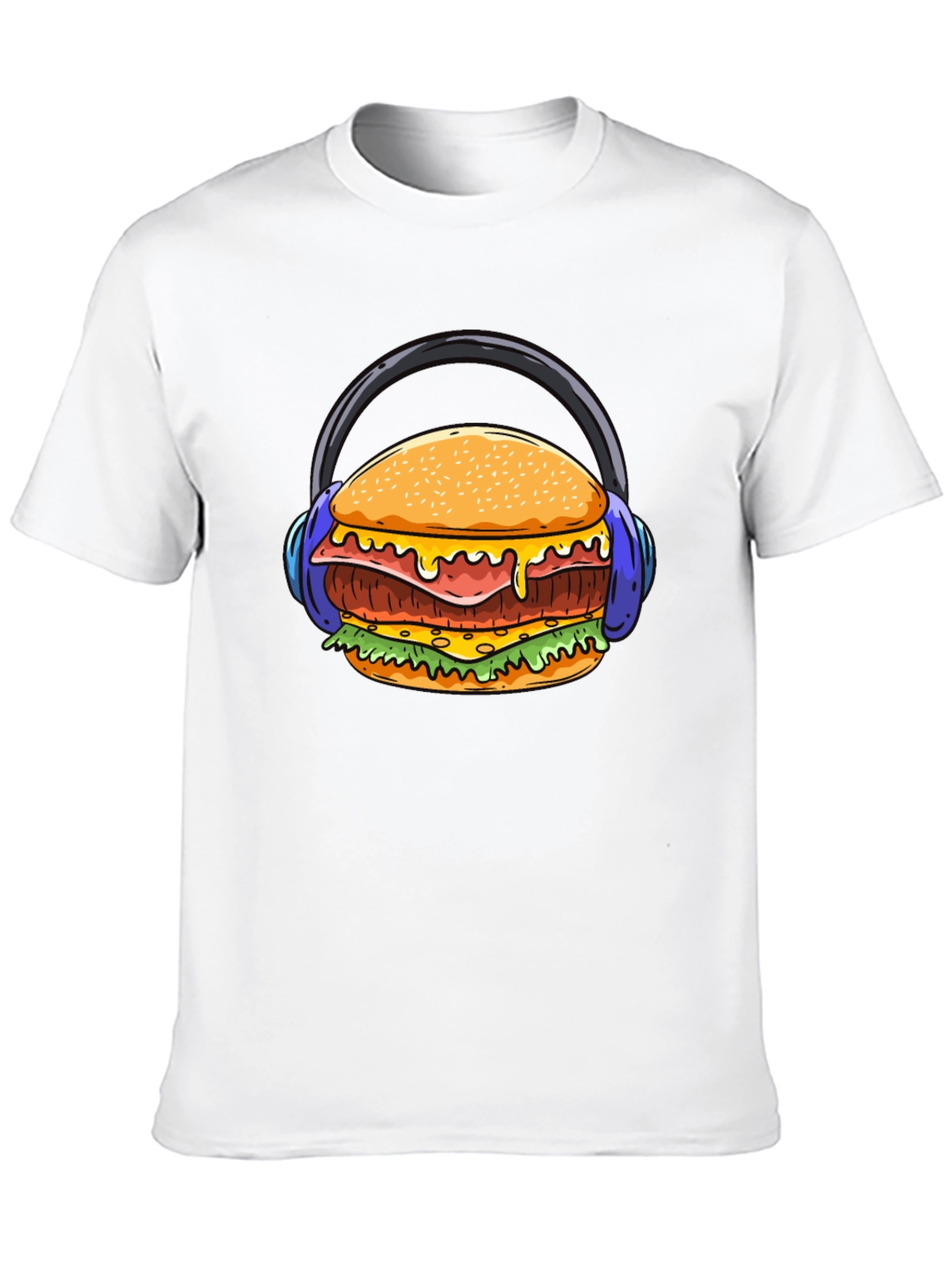 Burger with Headphones Graphic T-Shirt - Unique Design