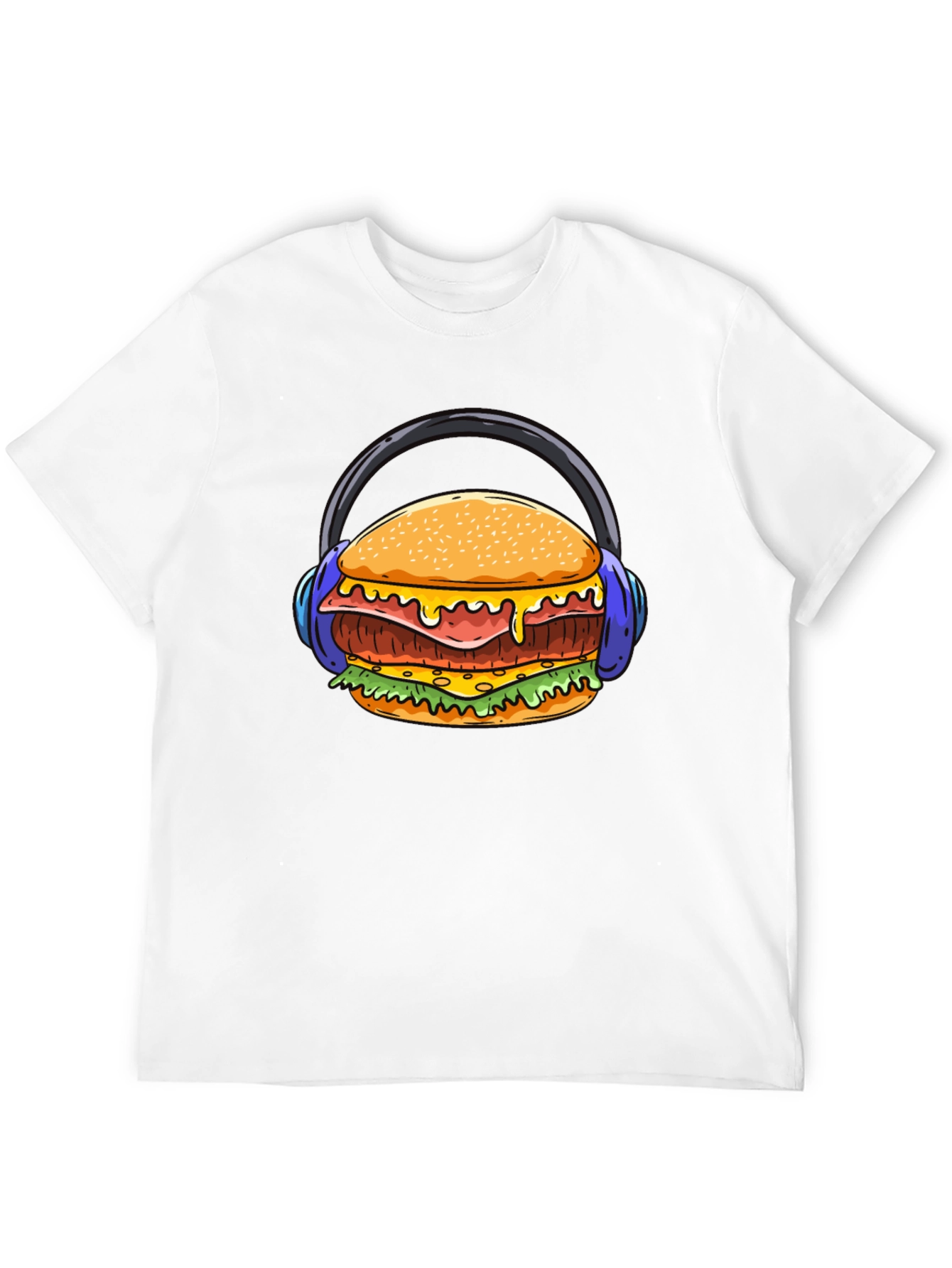 Burger with Headphones Graphic T-Shirt - Unique Design