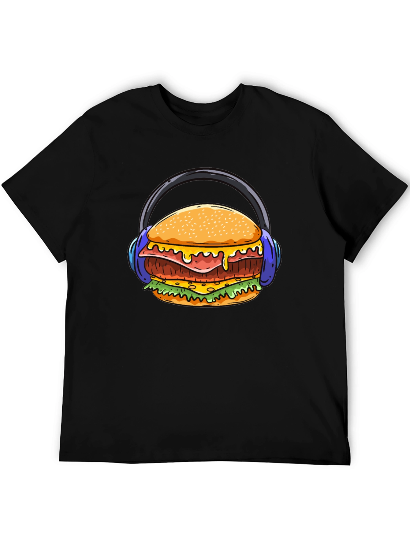 Burger with Headphones Graphic T-Shirt - Unique Design