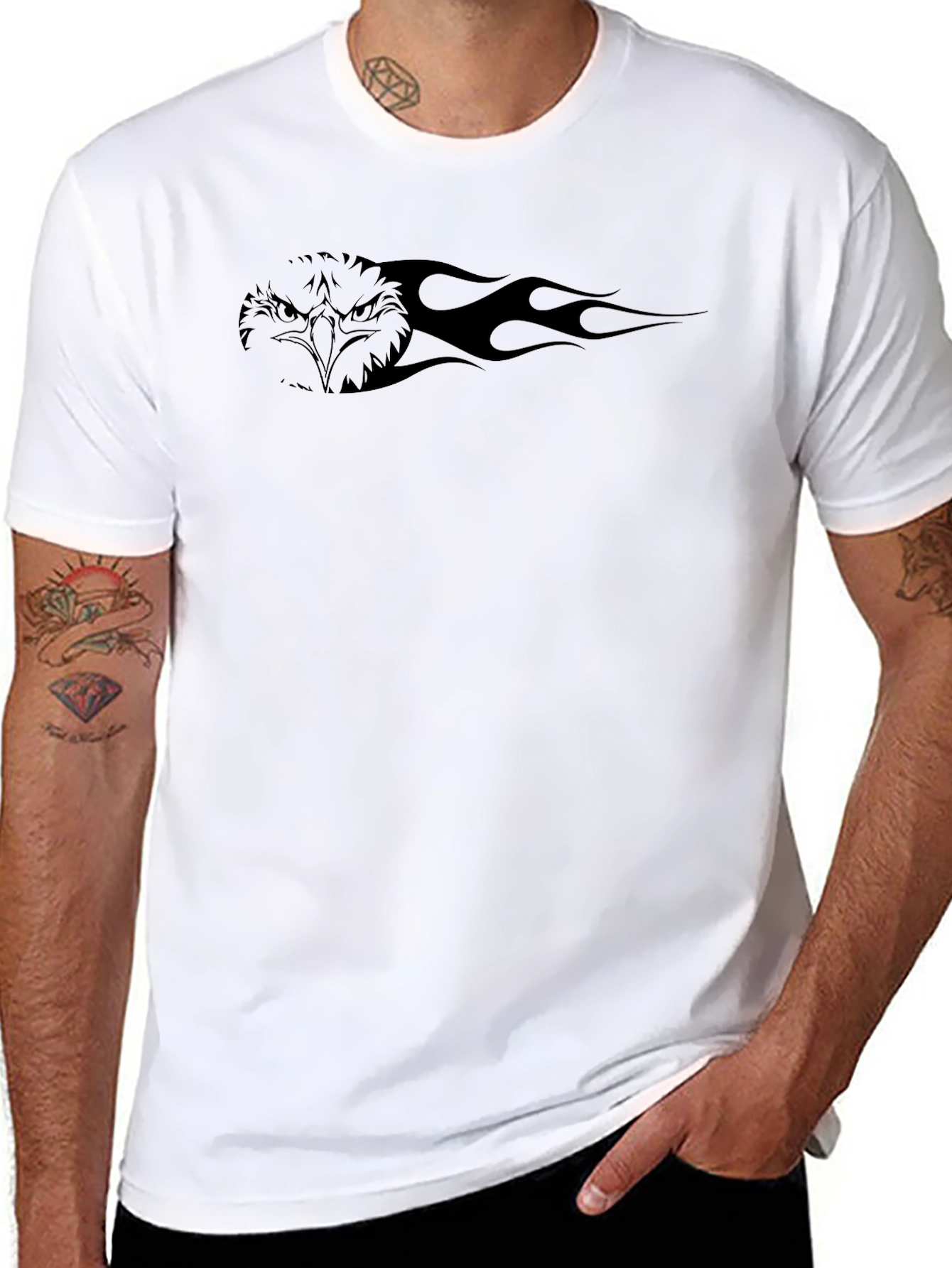 Black Eagle Fire Graphic Mens T-Shirt