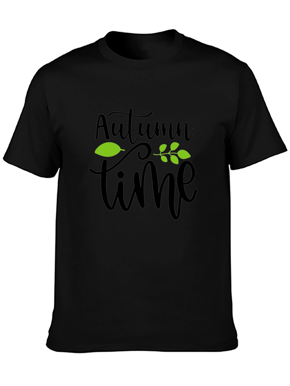 Autumn Time Graphic Print T-Shirt - Black