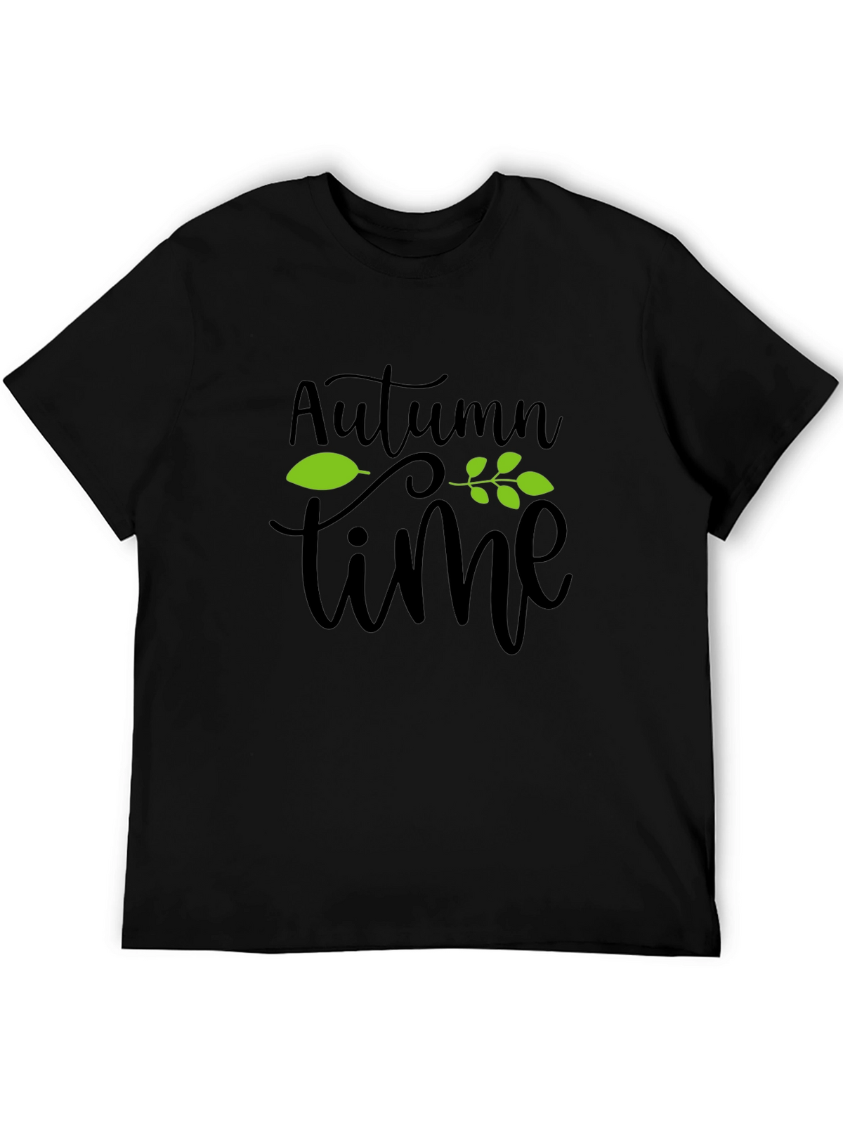 Autumn Time Graphic Print T-Shirt - Black