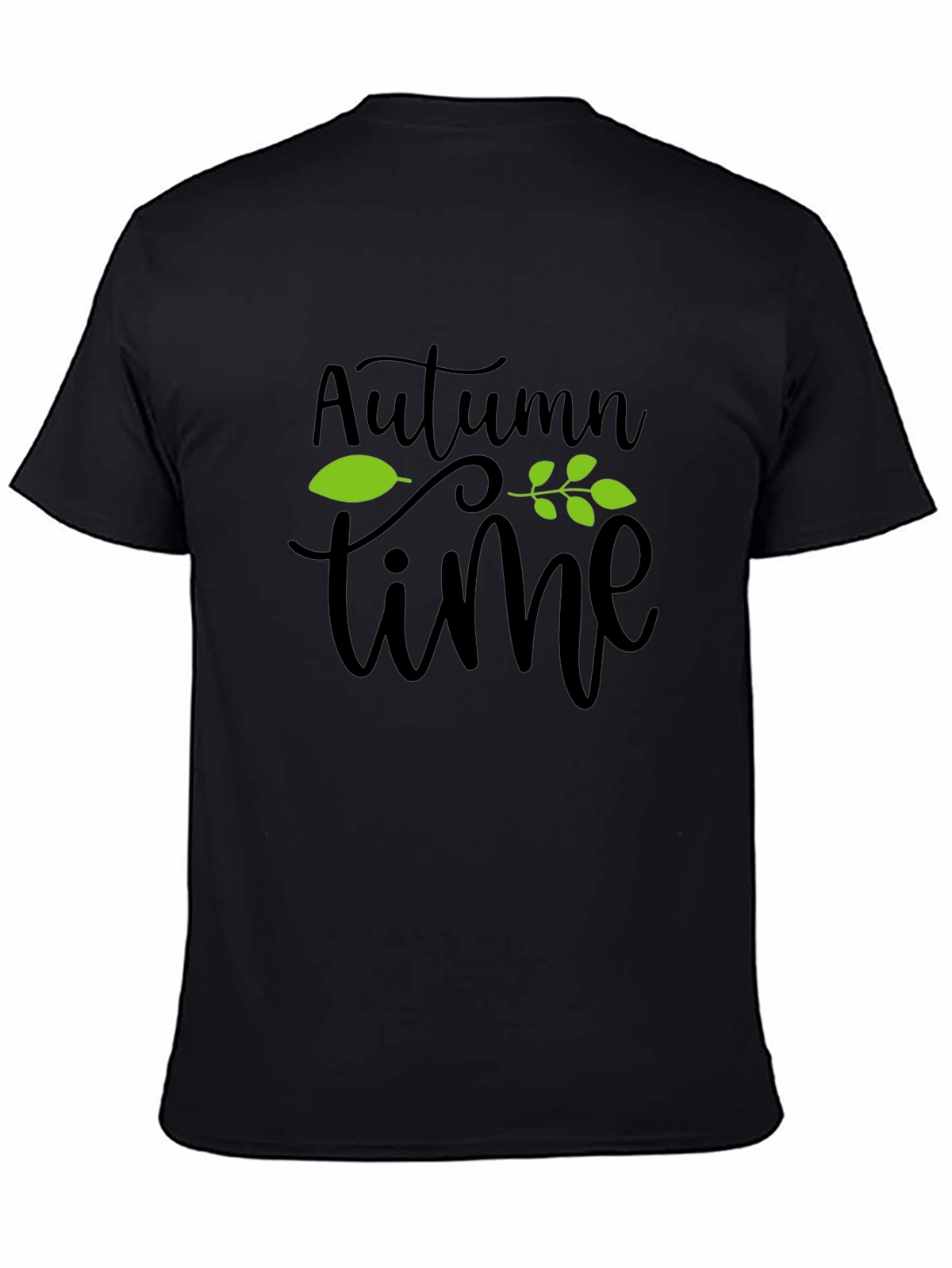 Autumn Time Graphic Print T-Shirt - Black