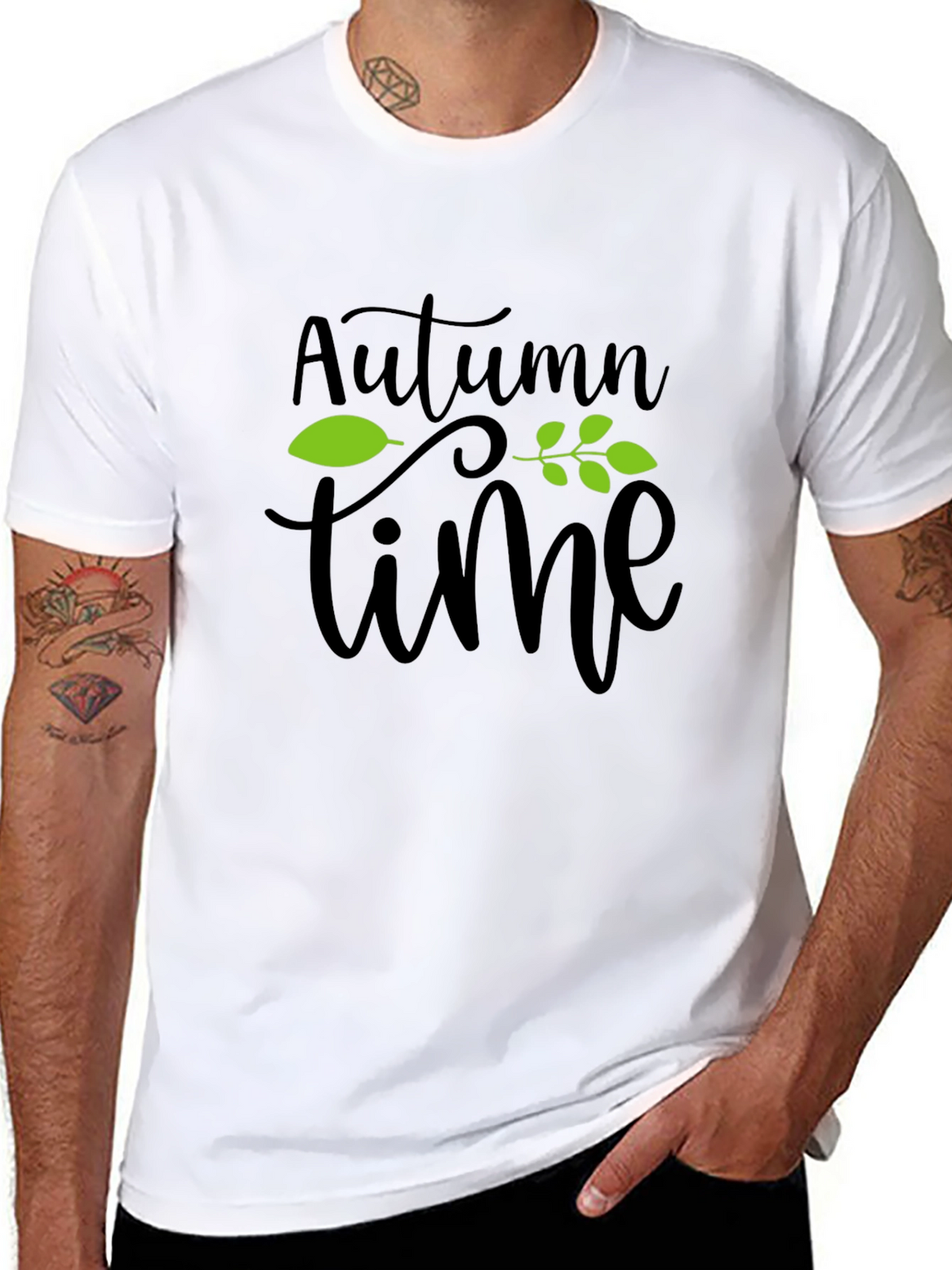 Autumn Time Graphic Print T-Shirt - Black