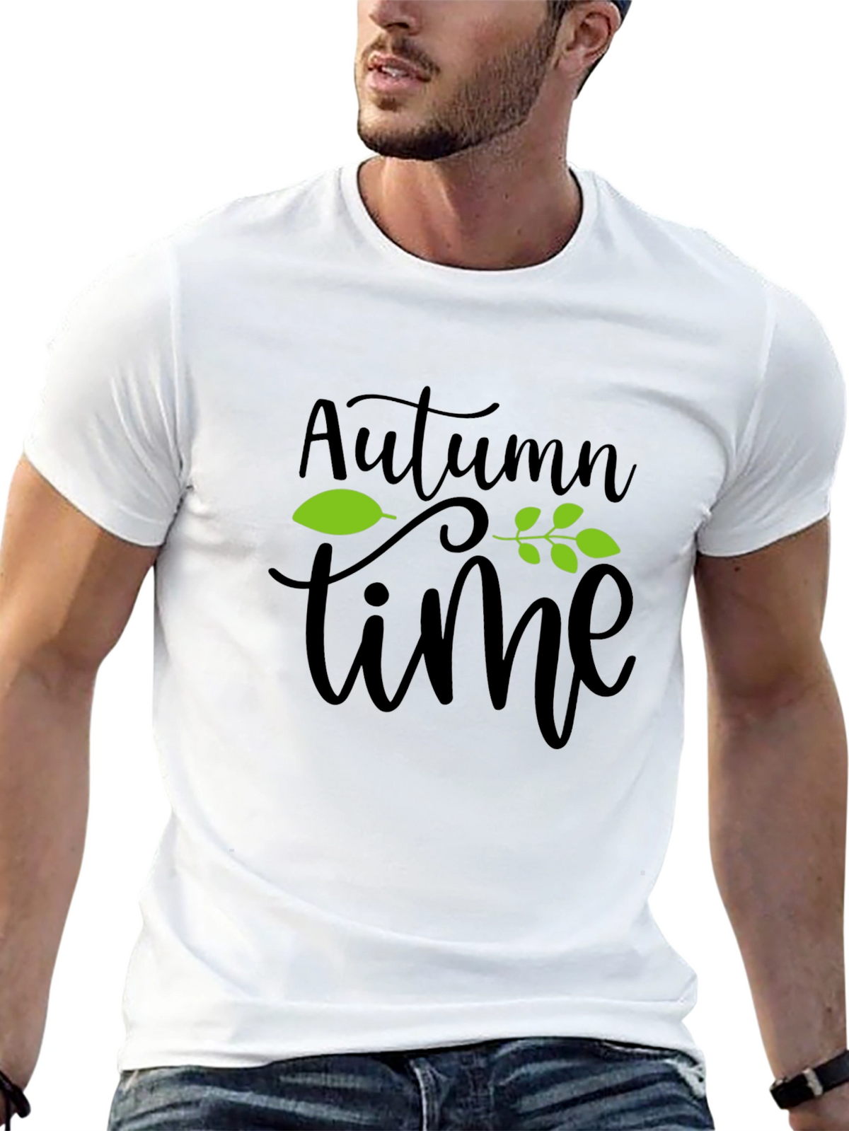 Autumn Time Graphic Print T-Shirt - Black