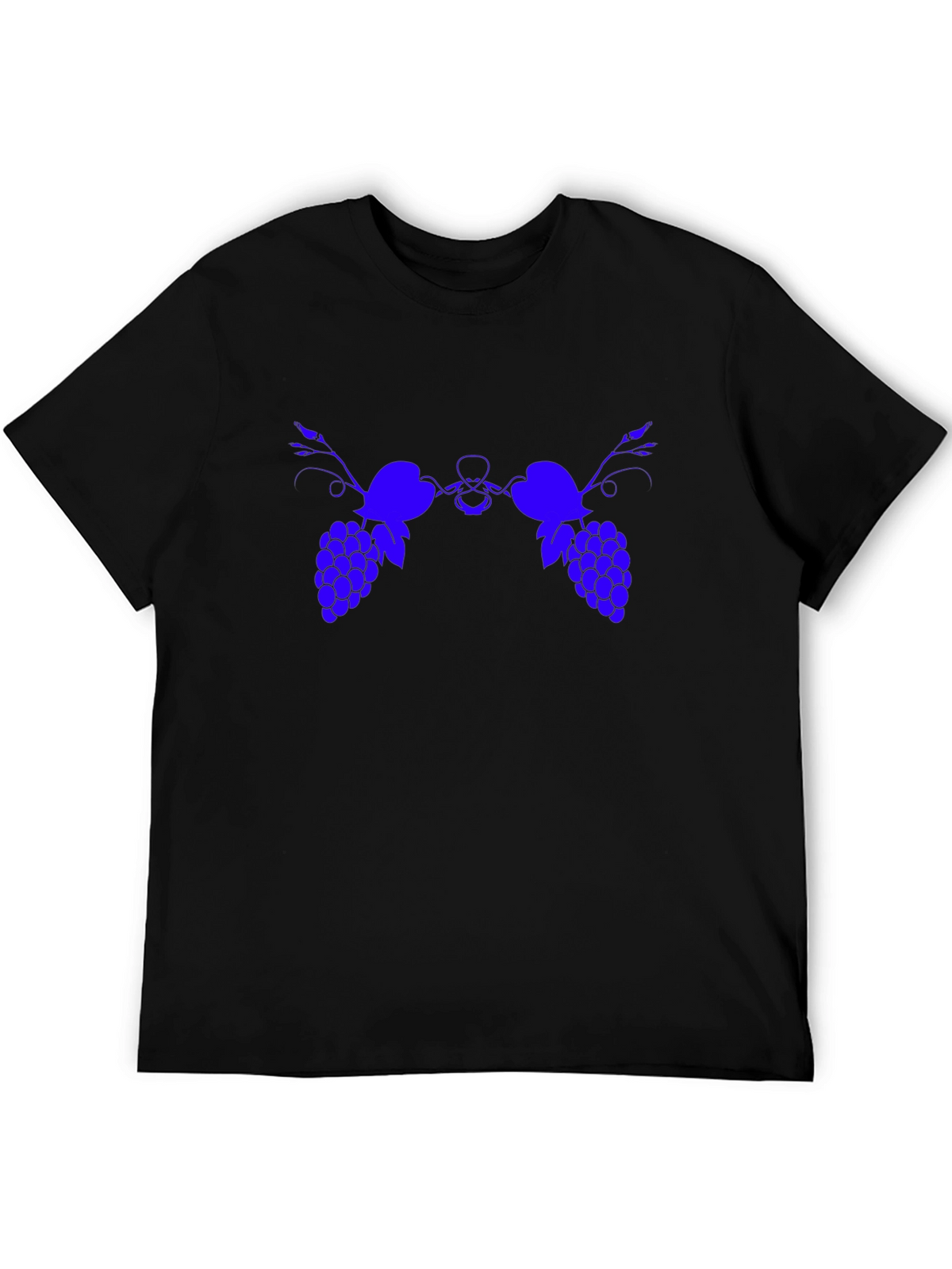 Blue Grape Graphic Print Black T-Shirt