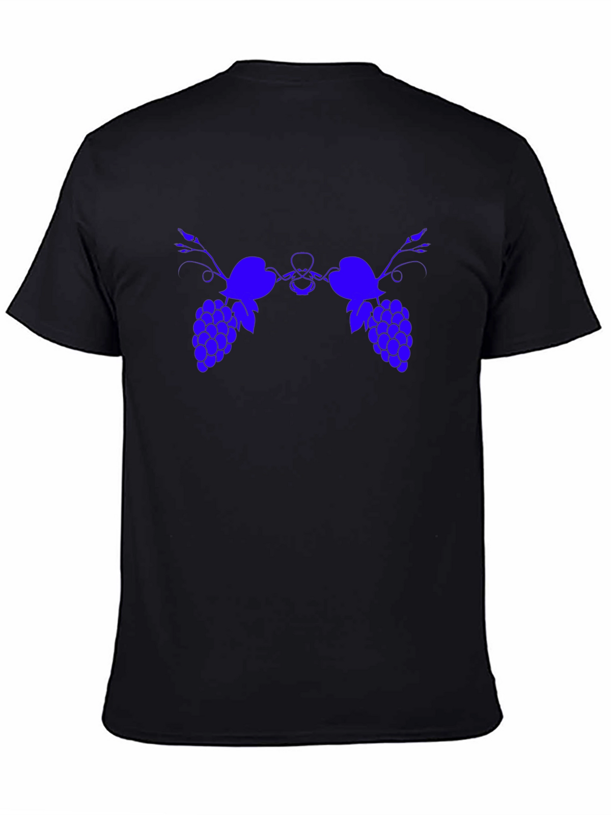 Blue Grape Graphic Print Black T-Shirt