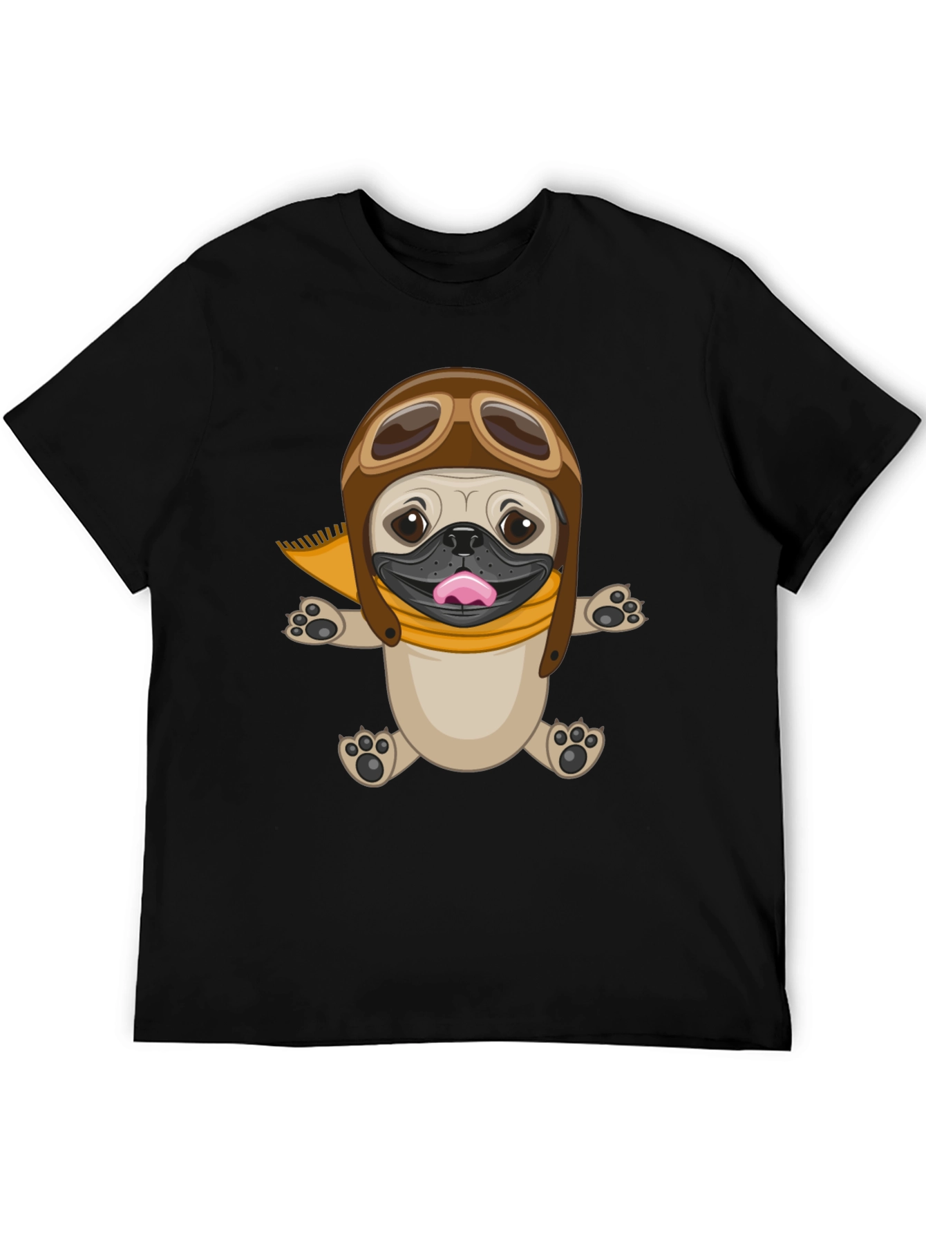 Pug Aviator T-Shirt - Black Cotton Tee
