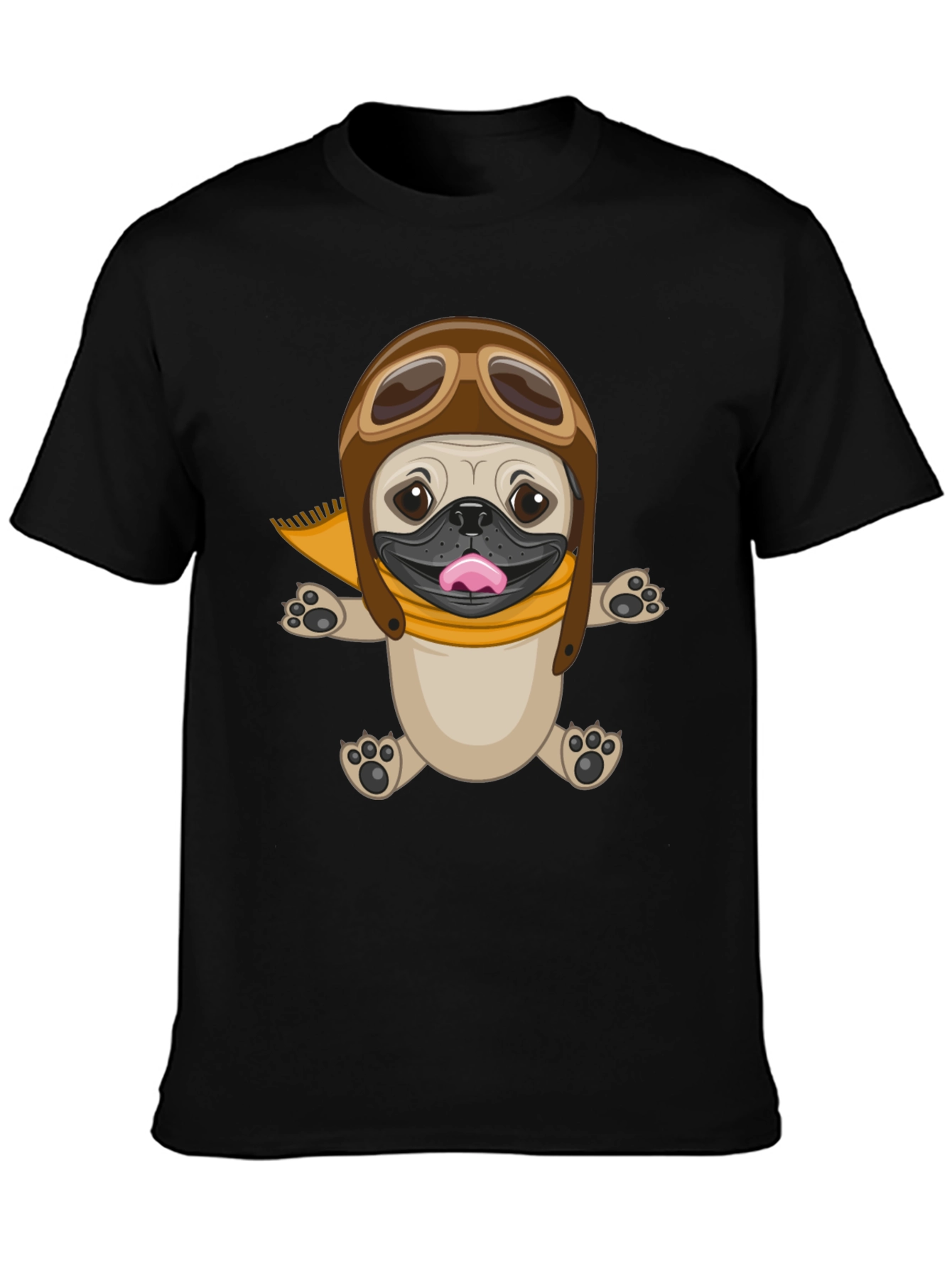Pug Aviator T-Shirt - Black Cotton Tee