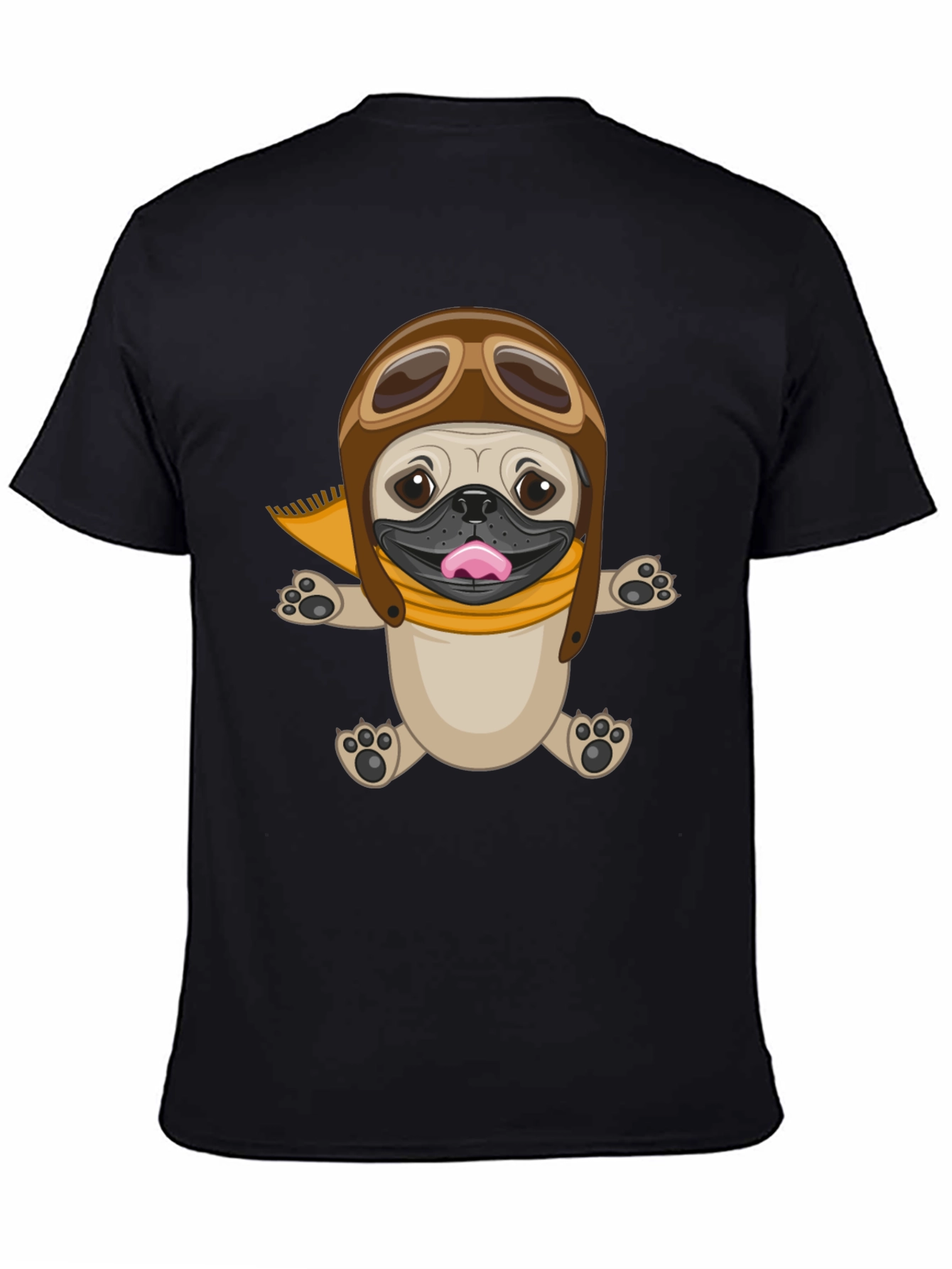 Pug Aviator T-Shirt - Black Cotton Tee