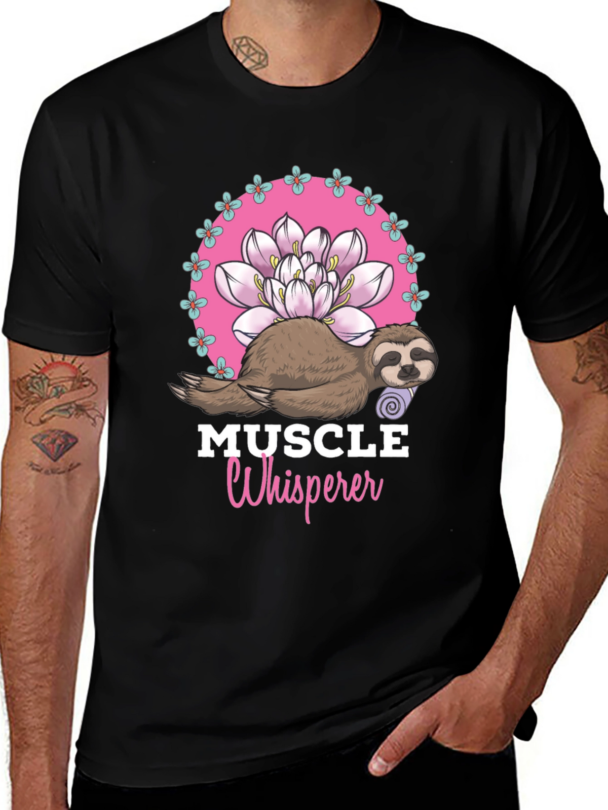 Muscle Whisperer Sloth Graphic T-Shirt