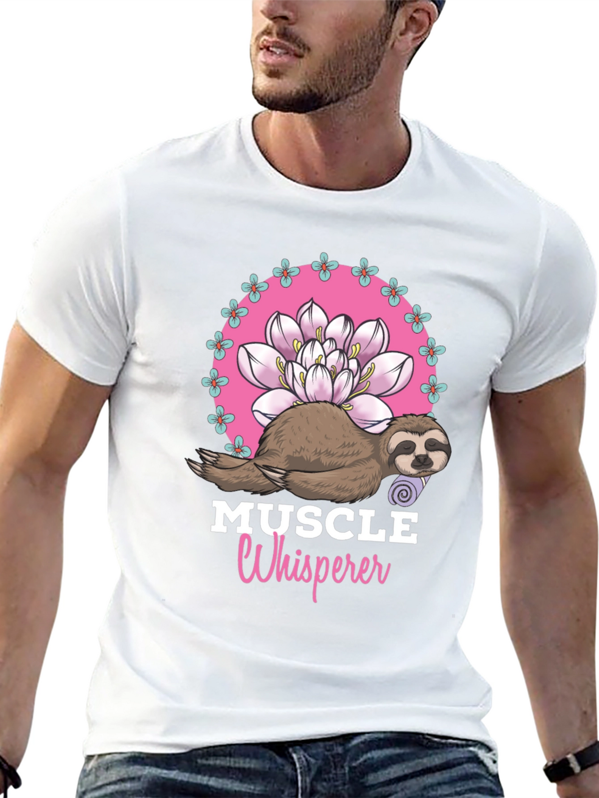 Muscle Whisperer Sloth Graphic T-Shirt