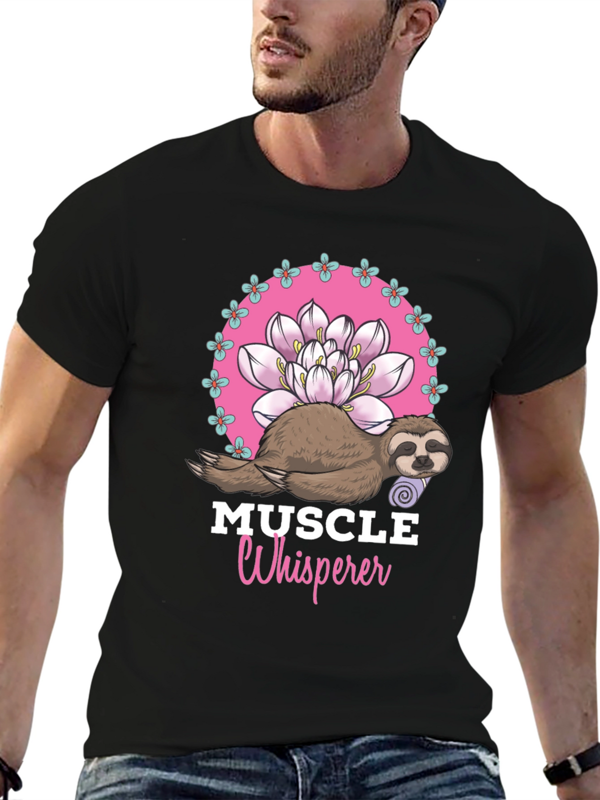 Muscle Whisperer Sloth Graphic T-Shirt