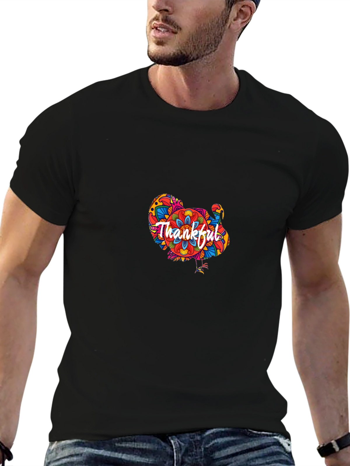 Thankful Turkey Graphic T-Shirt - Thanksgiving Tee