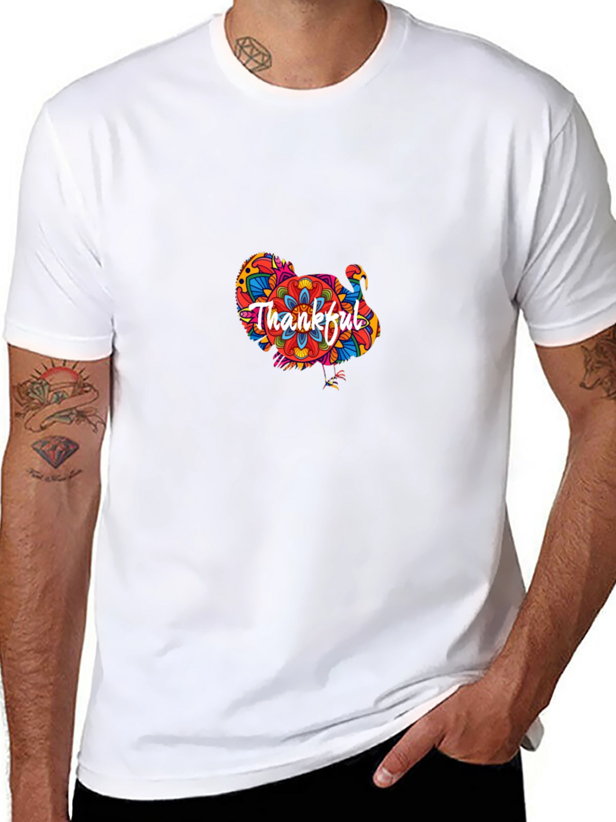 Thankful Turkey Graphic T-Shirt - Thanksgiving Tee