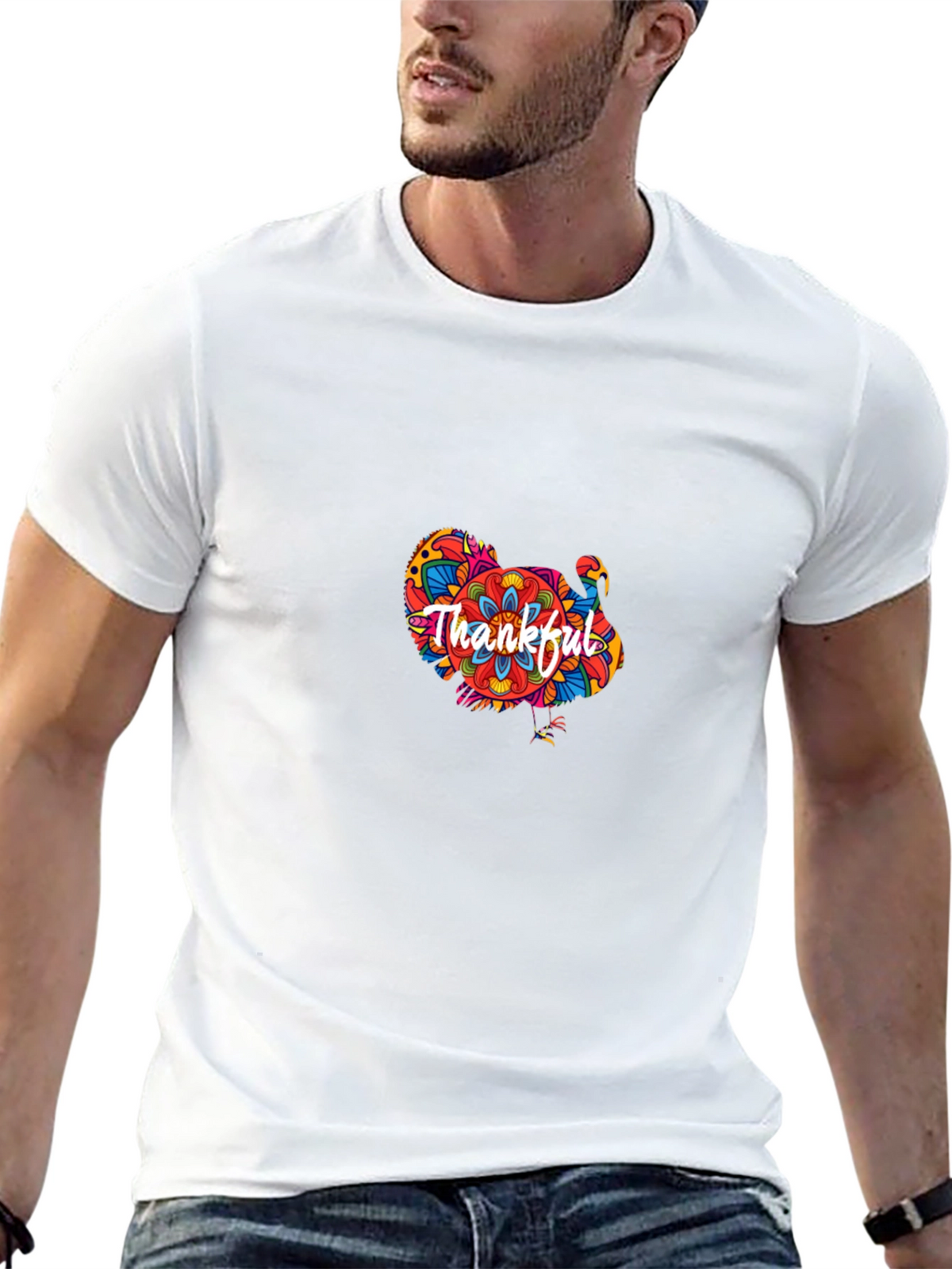 Thankful Turkey Graphic T-Shirt - Thanksgiving Tee