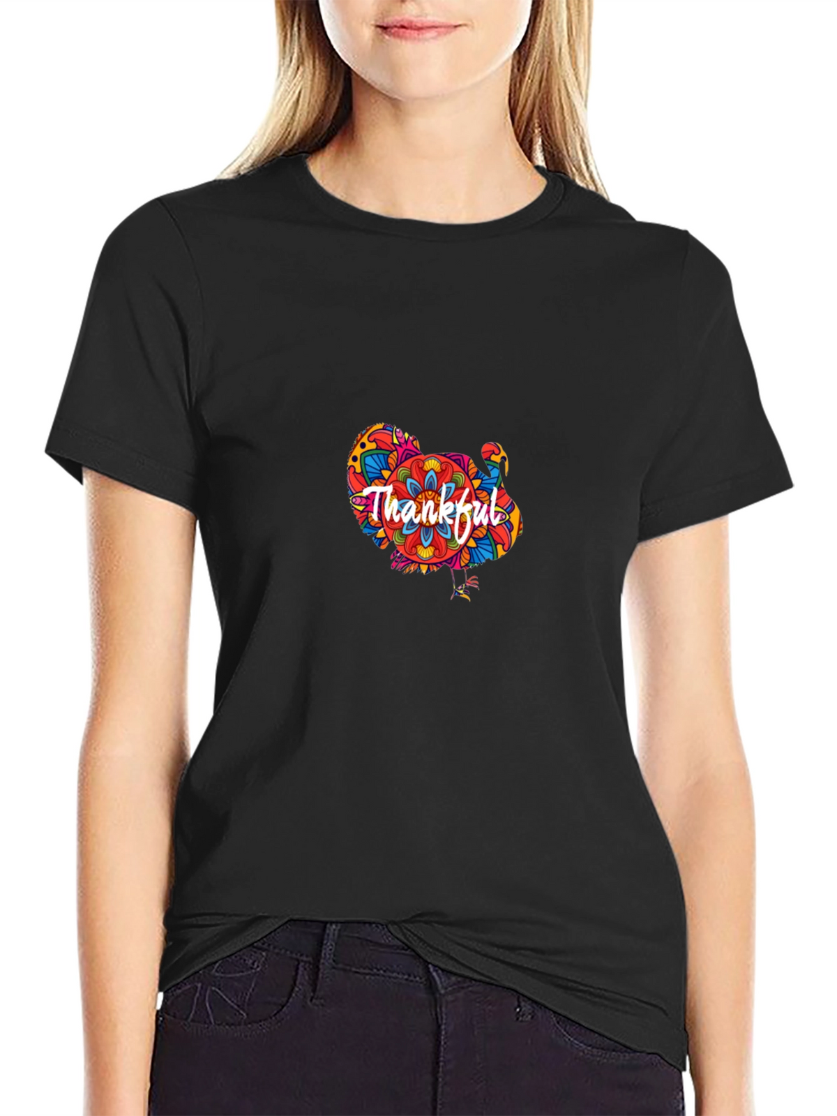 Thankful Turkey Graphic T-Shirt - Thanksgiving Tee