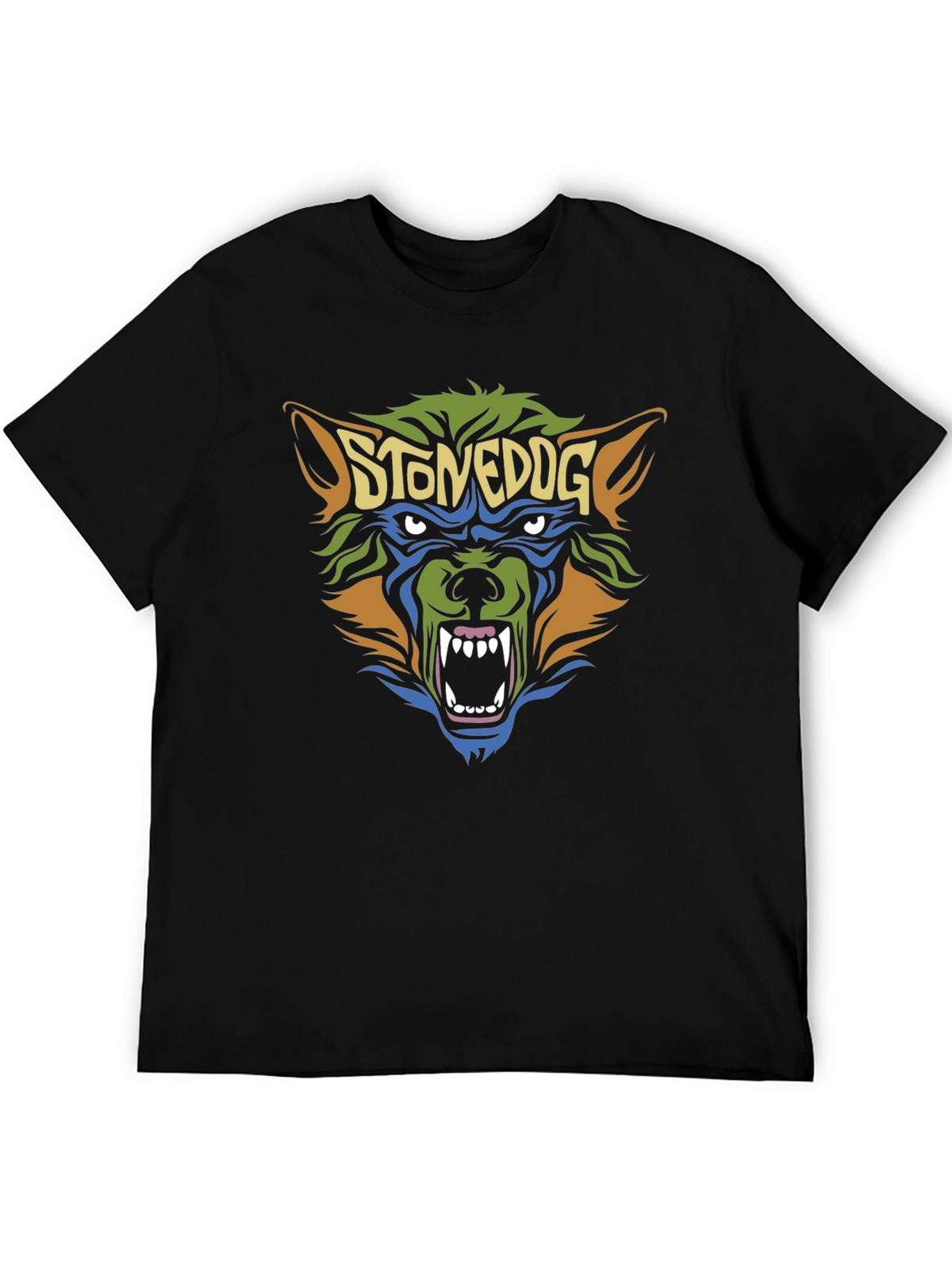 Stoned Dog Graphic Tee - Black Cotton T-Shirt
