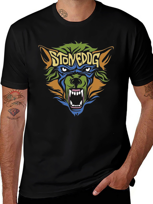 Stoned Dog Graphic Tee - Black Cotton T-Shirt
