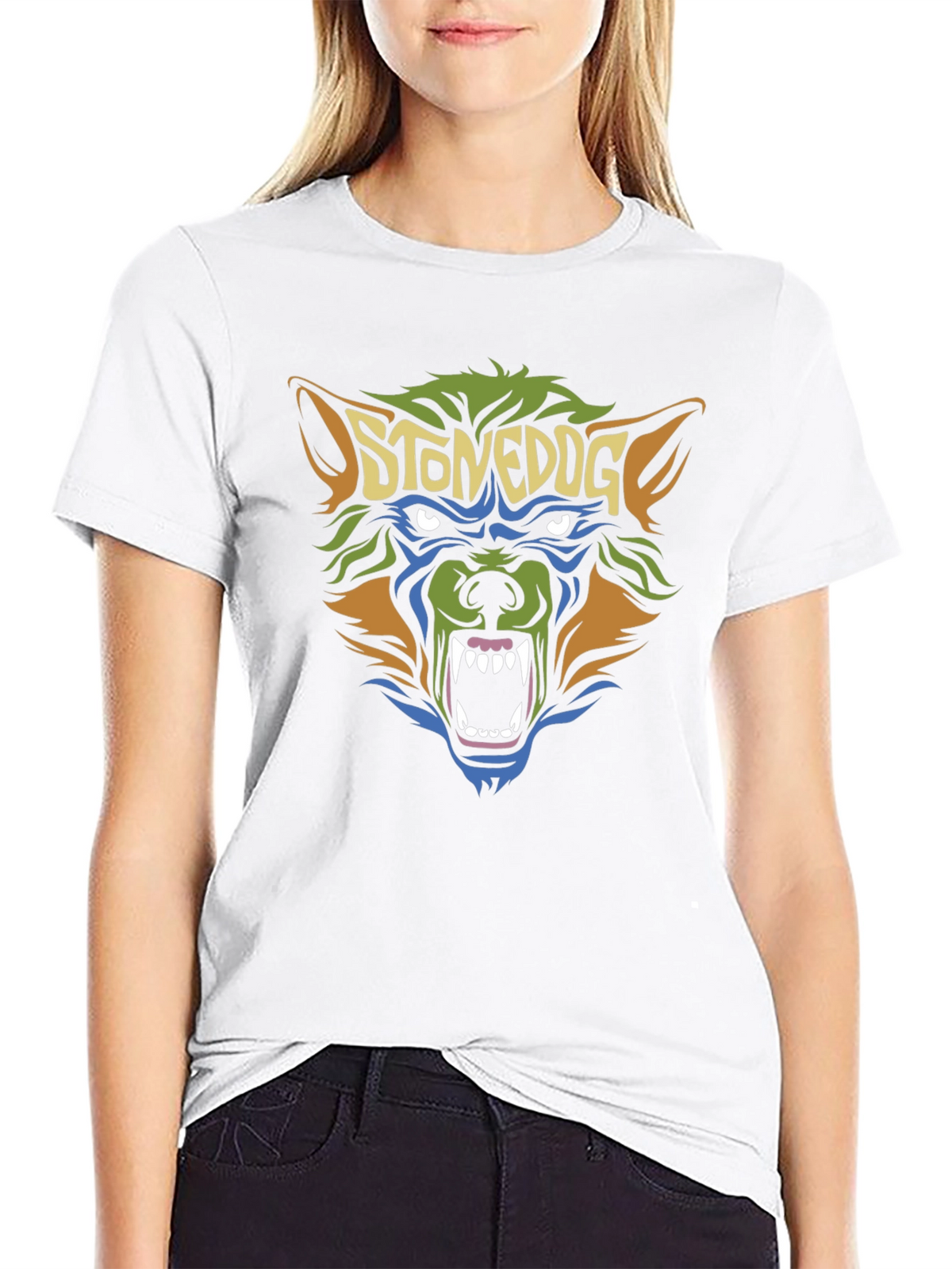 Stoned Dog Graphic Tee - Black Cotton T-Shirt