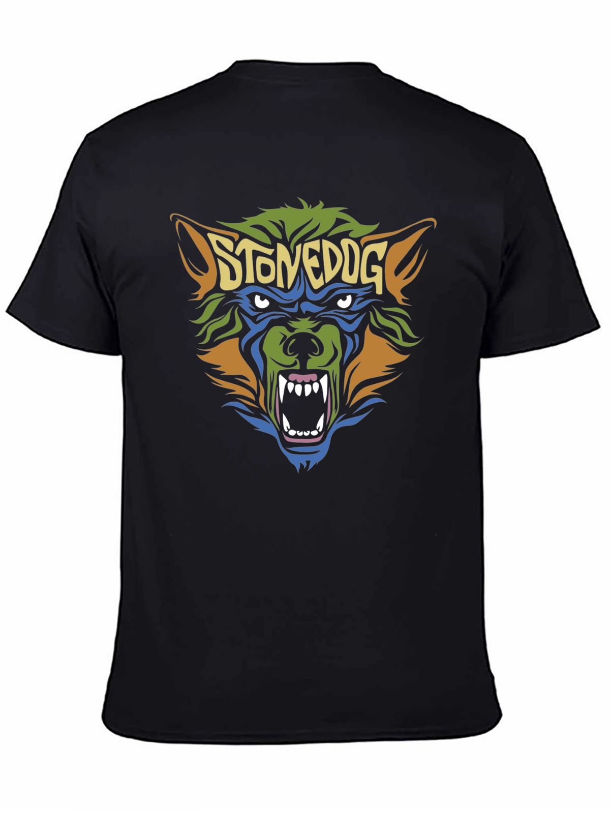 Stoned Dog Graphic Tee - Black Cotton T-Shirt