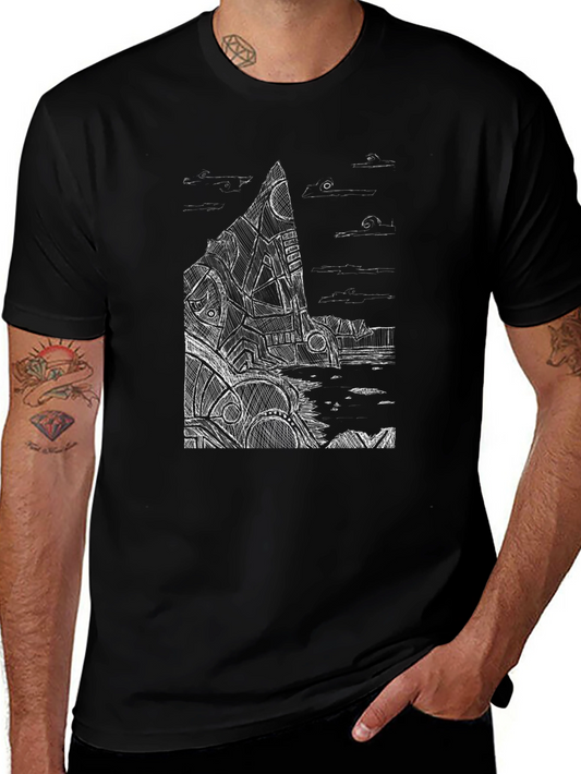 Abstract Architect Tee - Mens Black Graphic T-Shirt