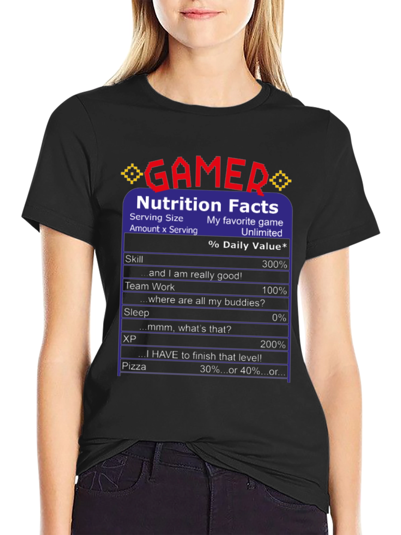 Gamer Nutrition Facts Funny T-Shirt