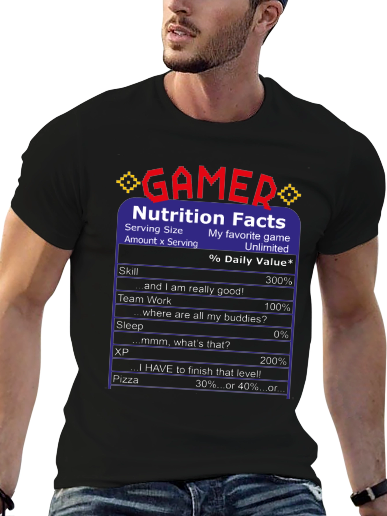 Gamer Nutrition Facts Funny T-Shirt