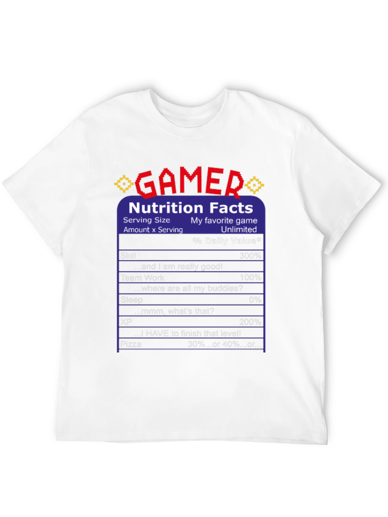 Gamer Nutrition Facts Funny T-Shirt