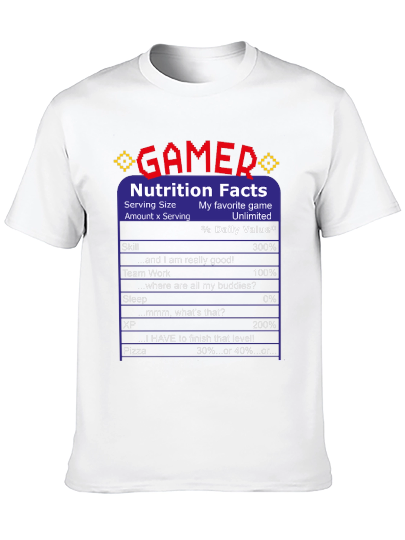Gamer Nutrition Facts Funny T-Shirt