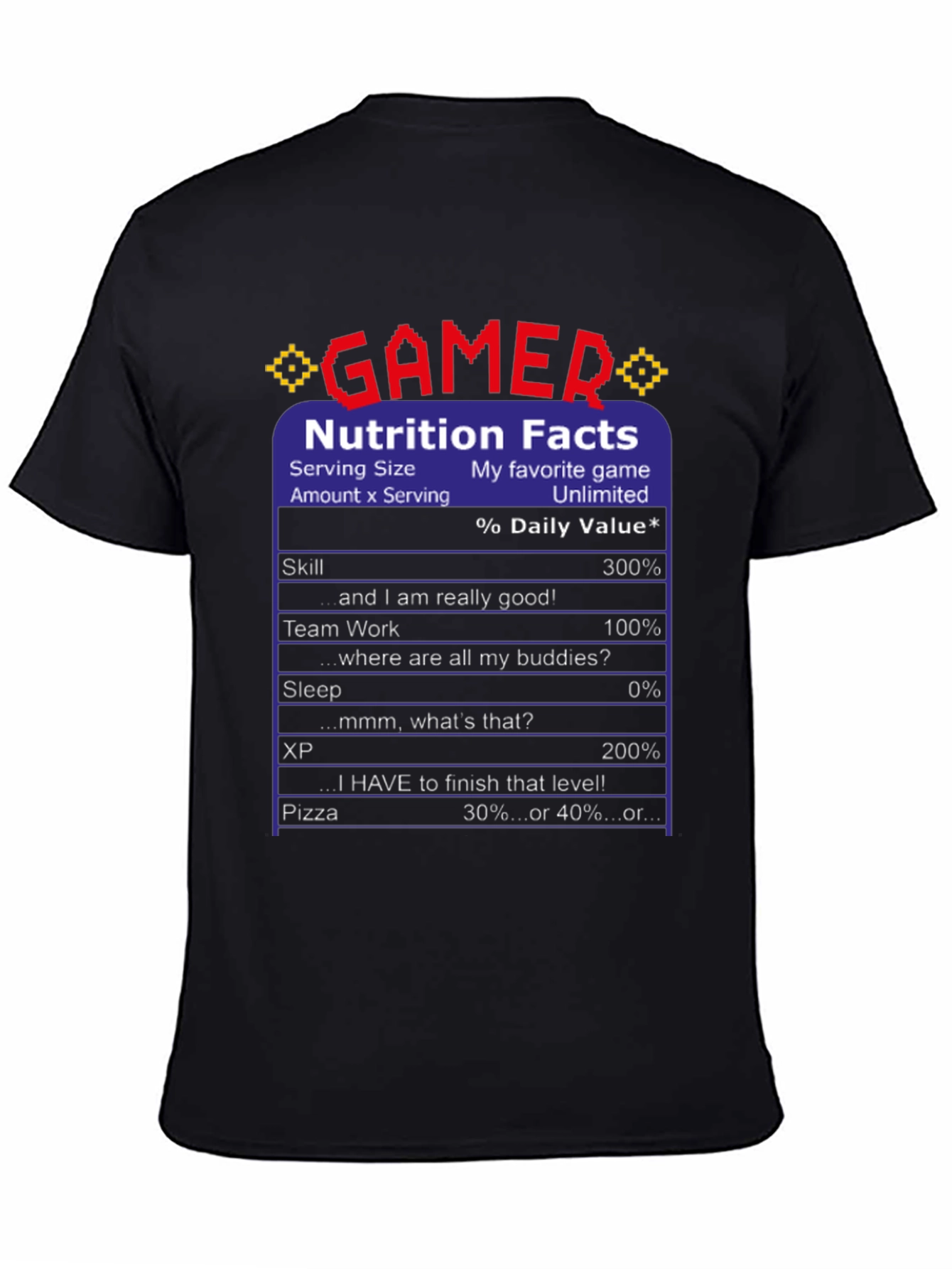 Gamer Nutrition Facts Funny T-Shirt