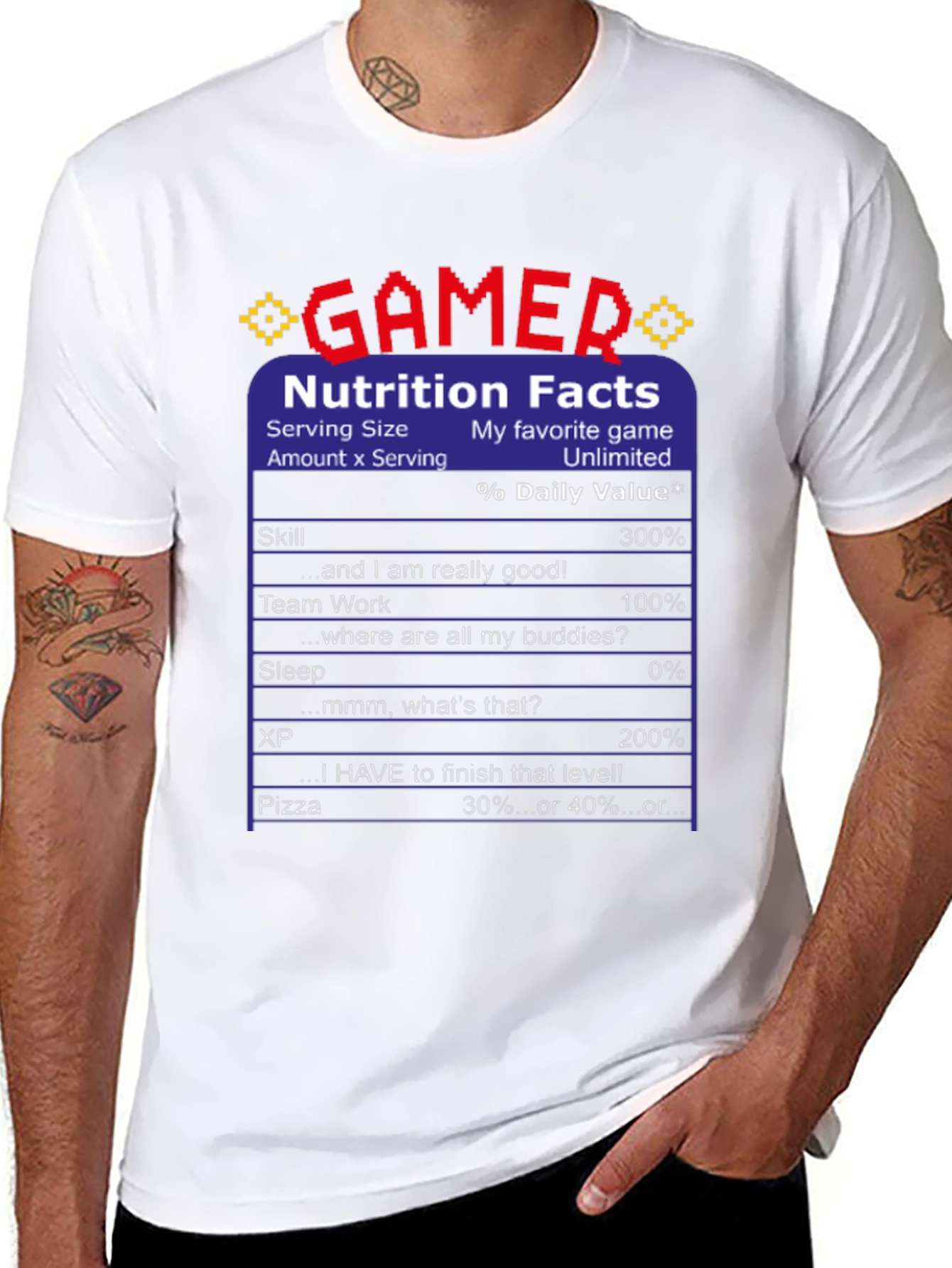 Gamer Nutrition Facts Funny T-Shirt