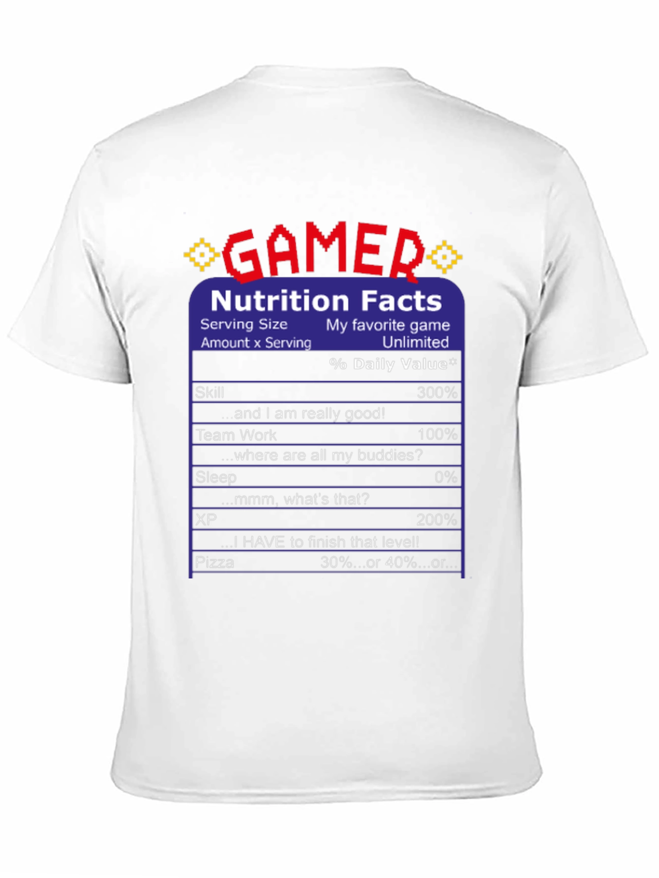 Gamer Nutrition Facts Funny T-Shirt