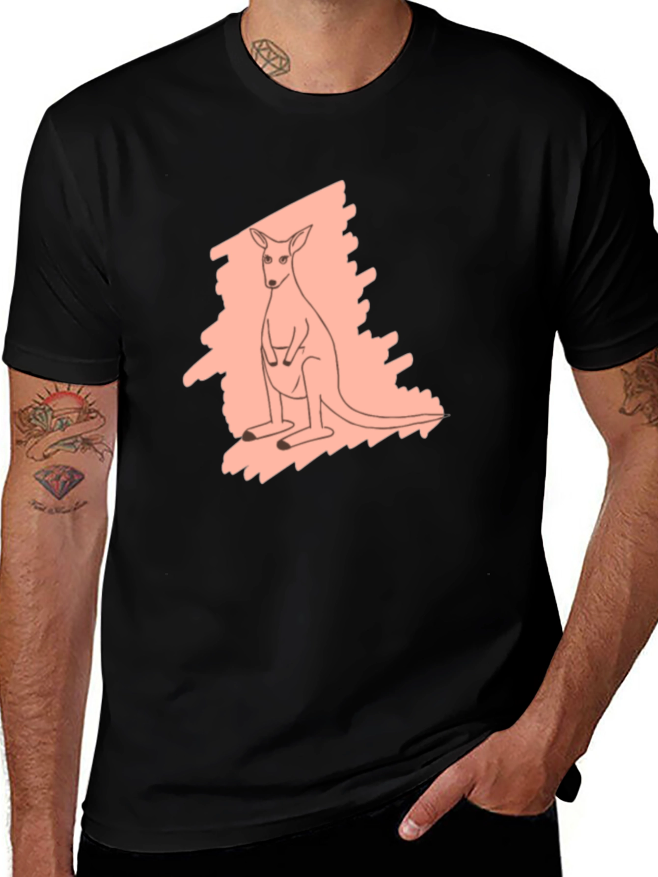 Kangaroo Graphic Tee - Black Unisex Shirt