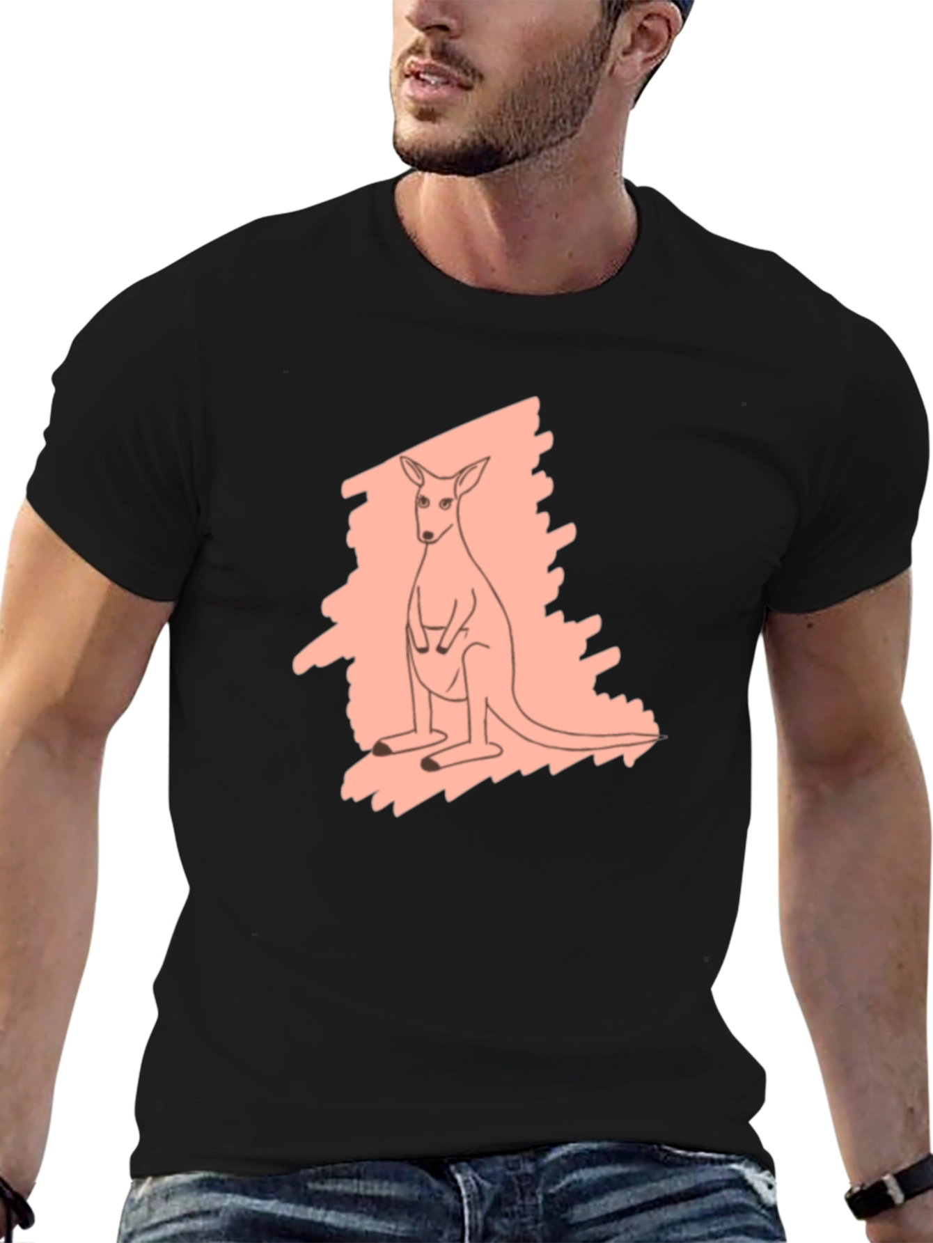 Kangaroo Graphic Tee - Black Unisex Shirt