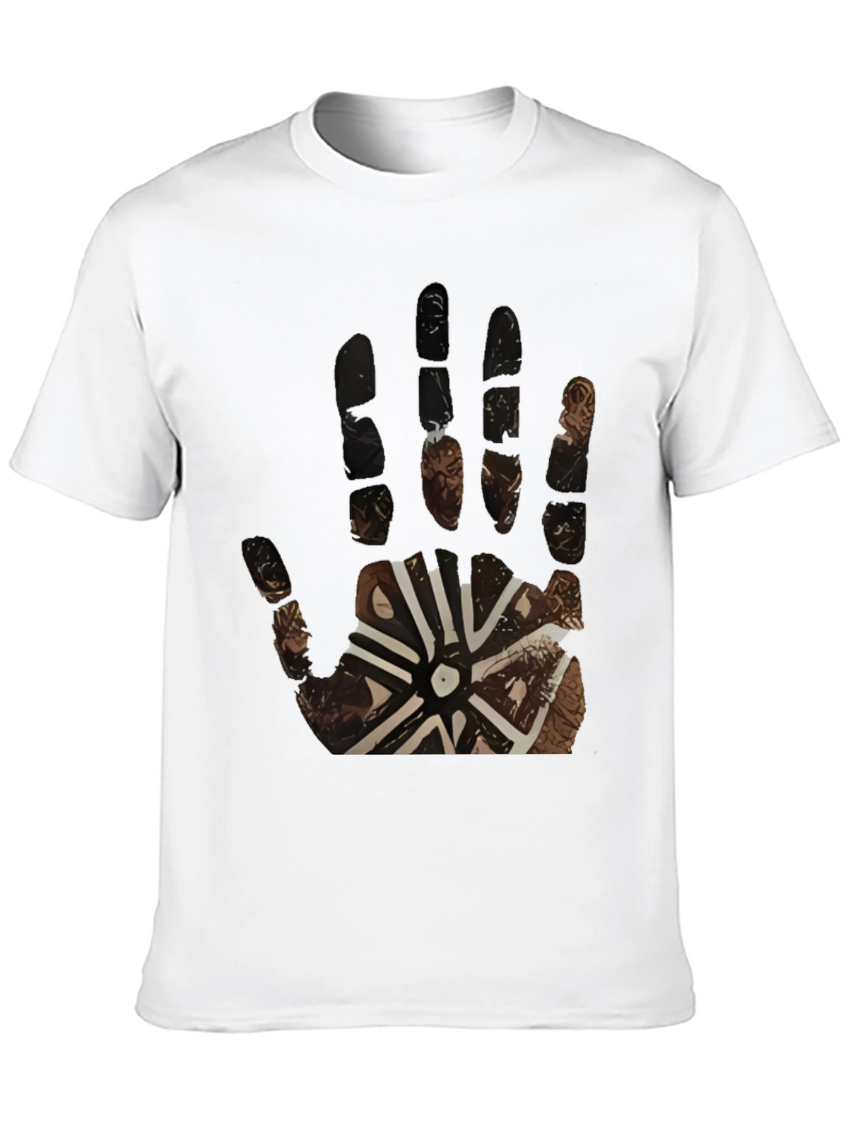 Tribal Hand Print Black Tee